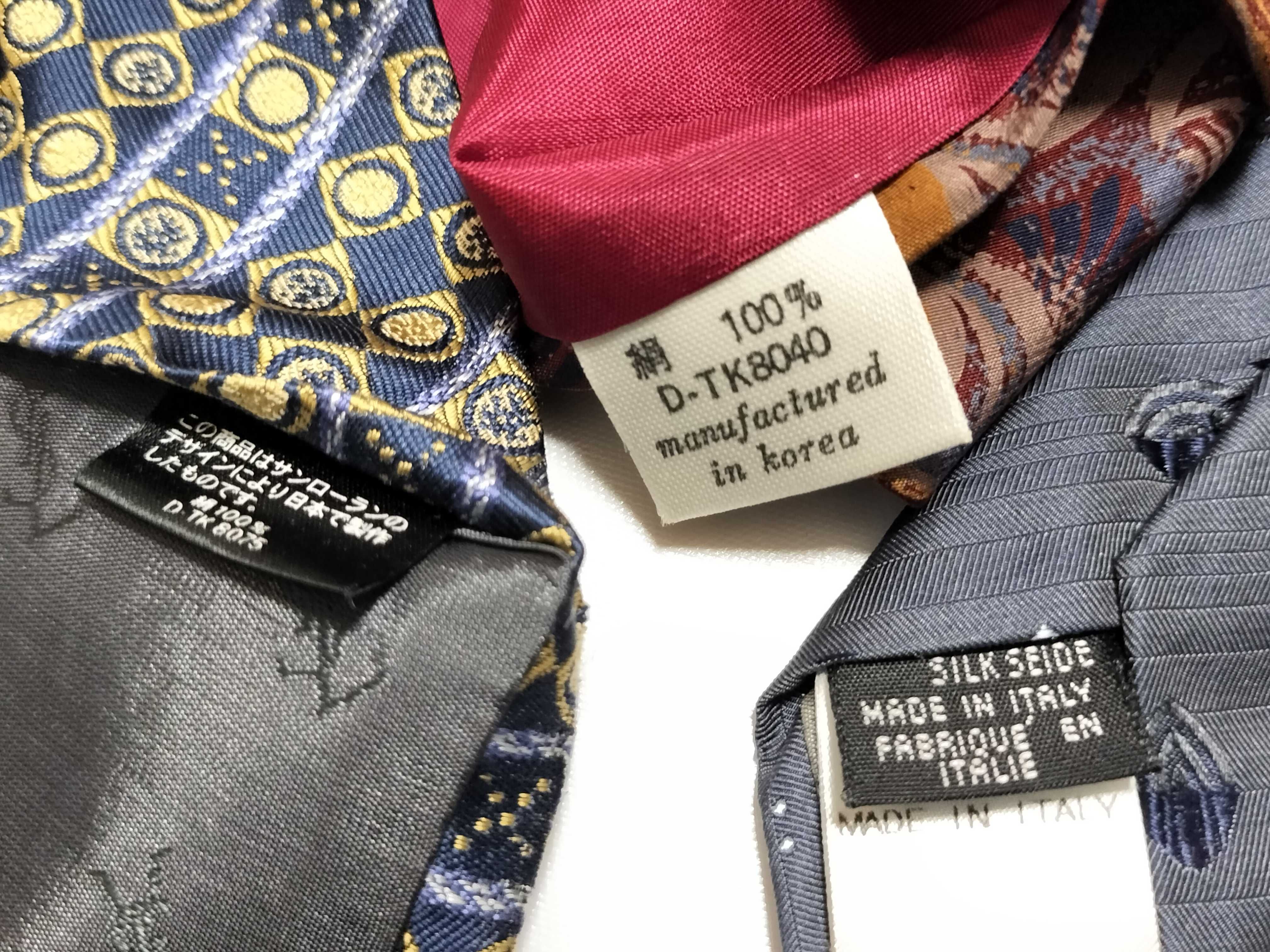 Five Designer Silk Neckties including Fendi, Yves Saint Laurent, Balenciaga, Burberrys, and Valentine