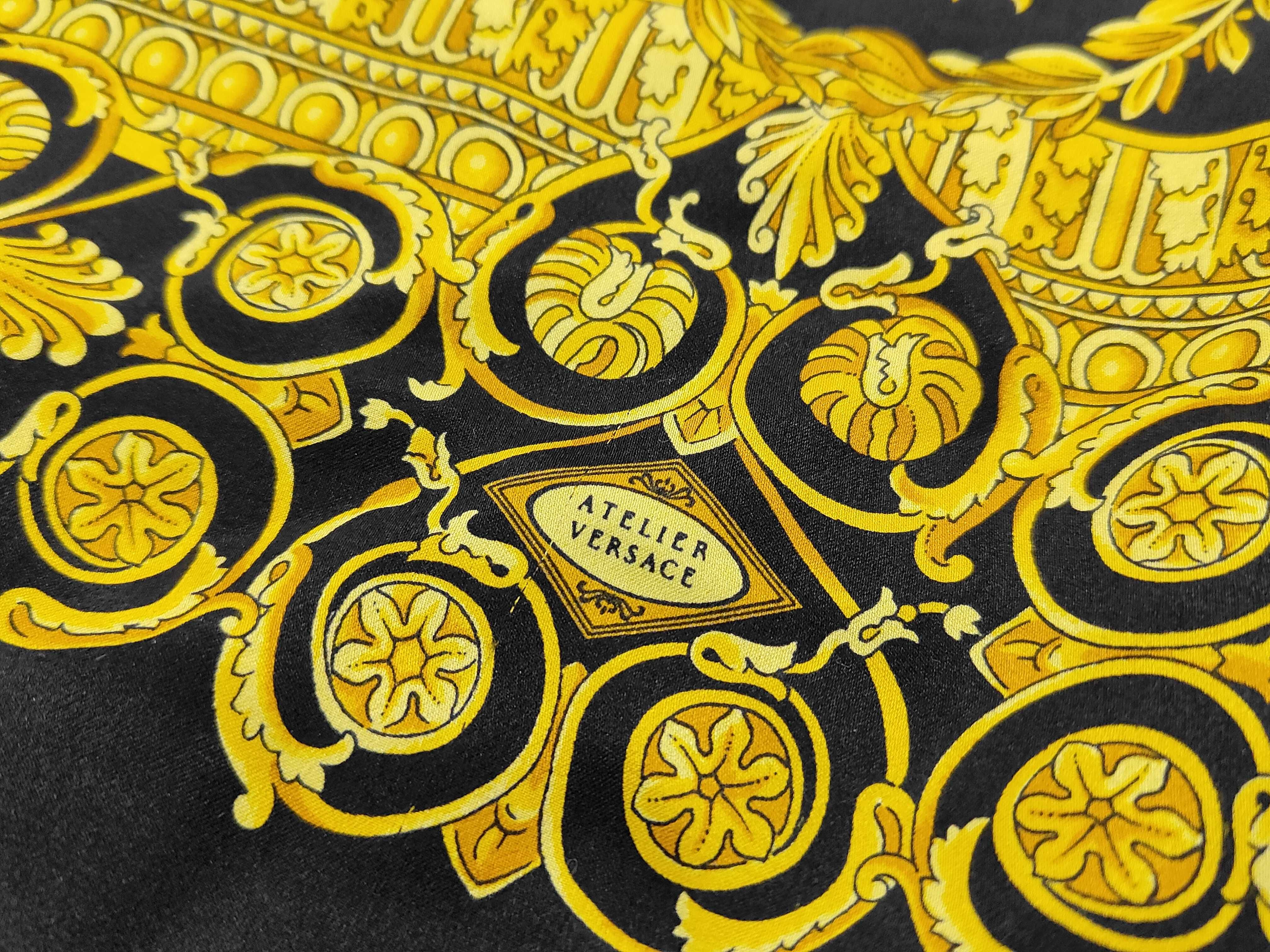 Atelier Versace Baroque Medusa Silk and Wool Fringed Stole