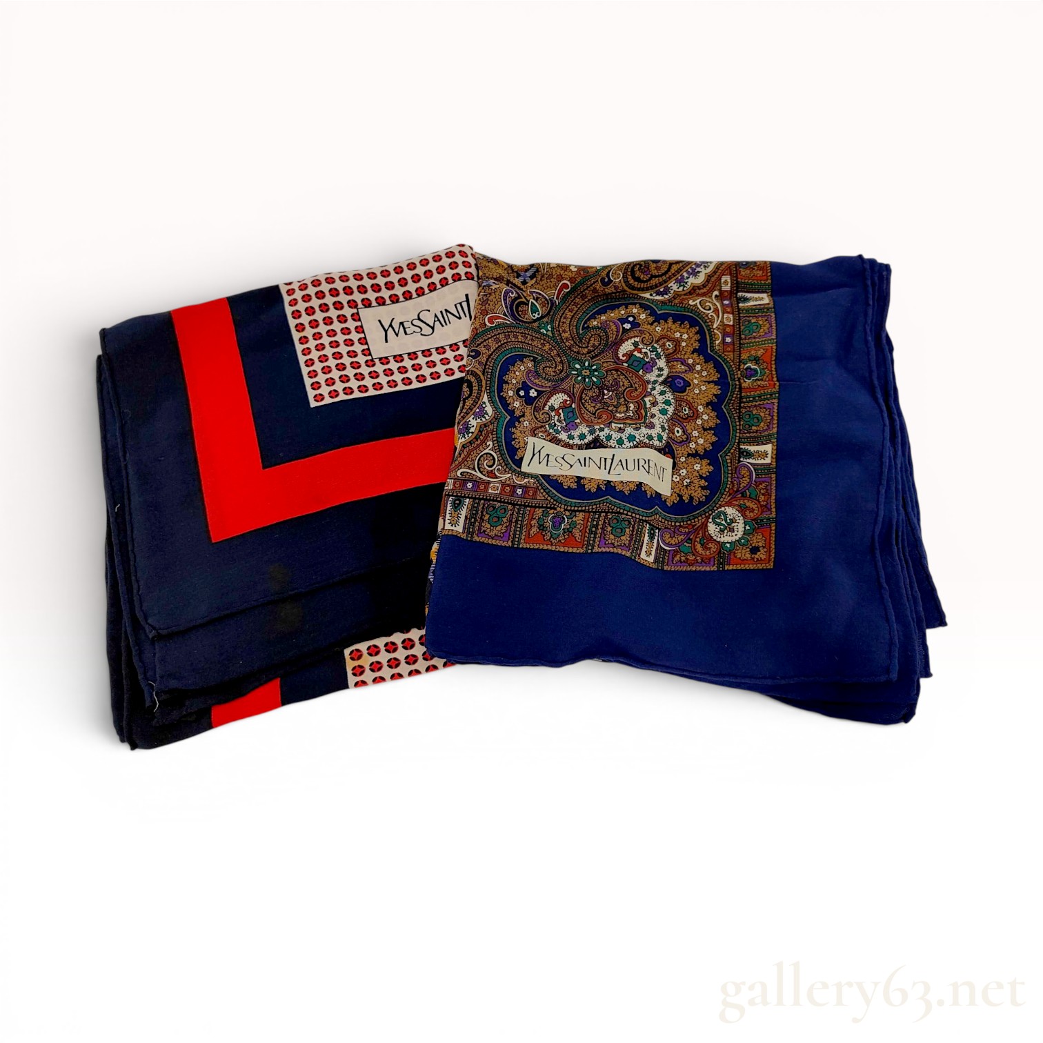 Set of Two Yves Saint Laurent Silk Square Scarves