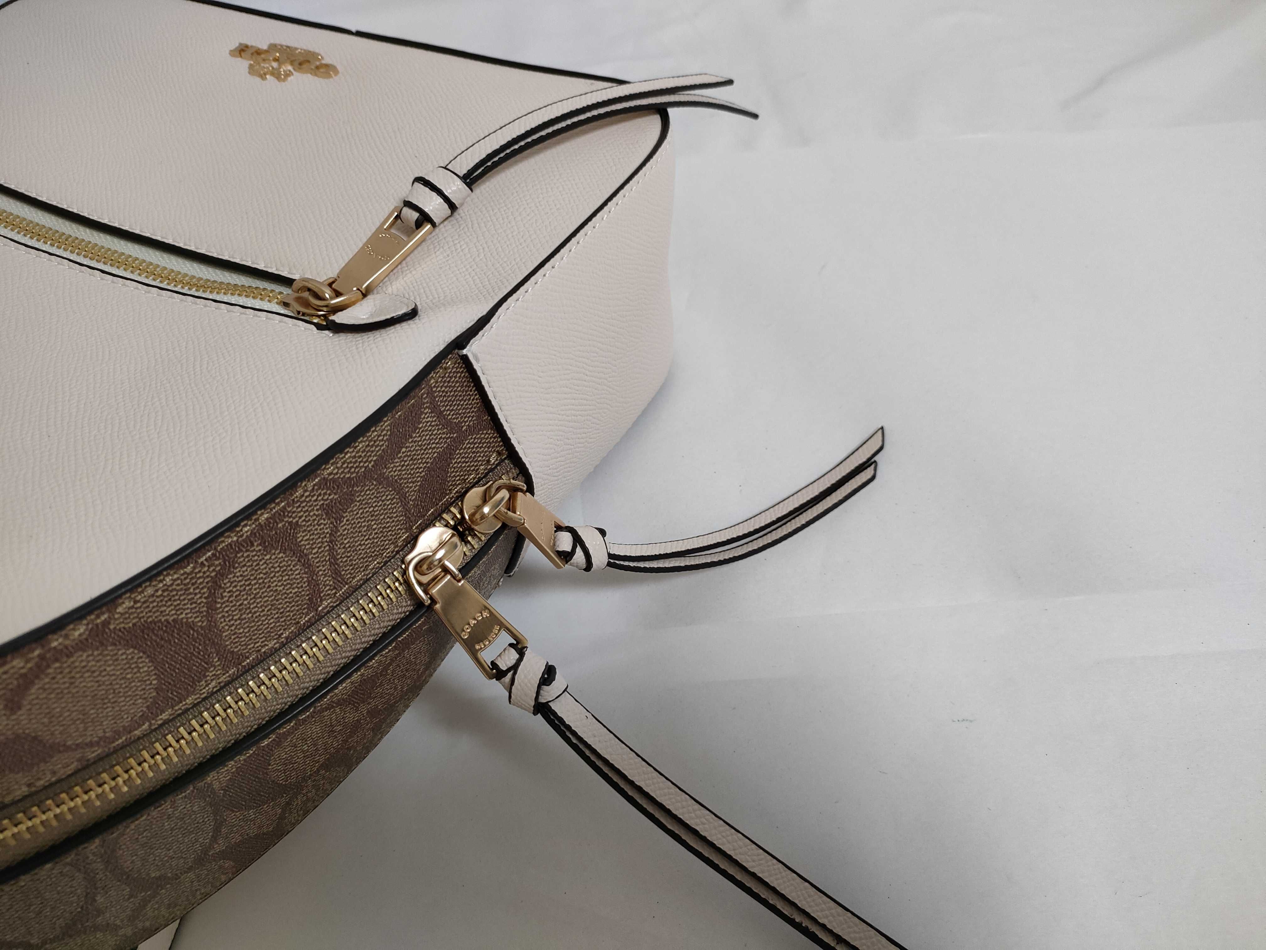 Coach Jordyn Backpack in Signature Canvas and Chalk Leather