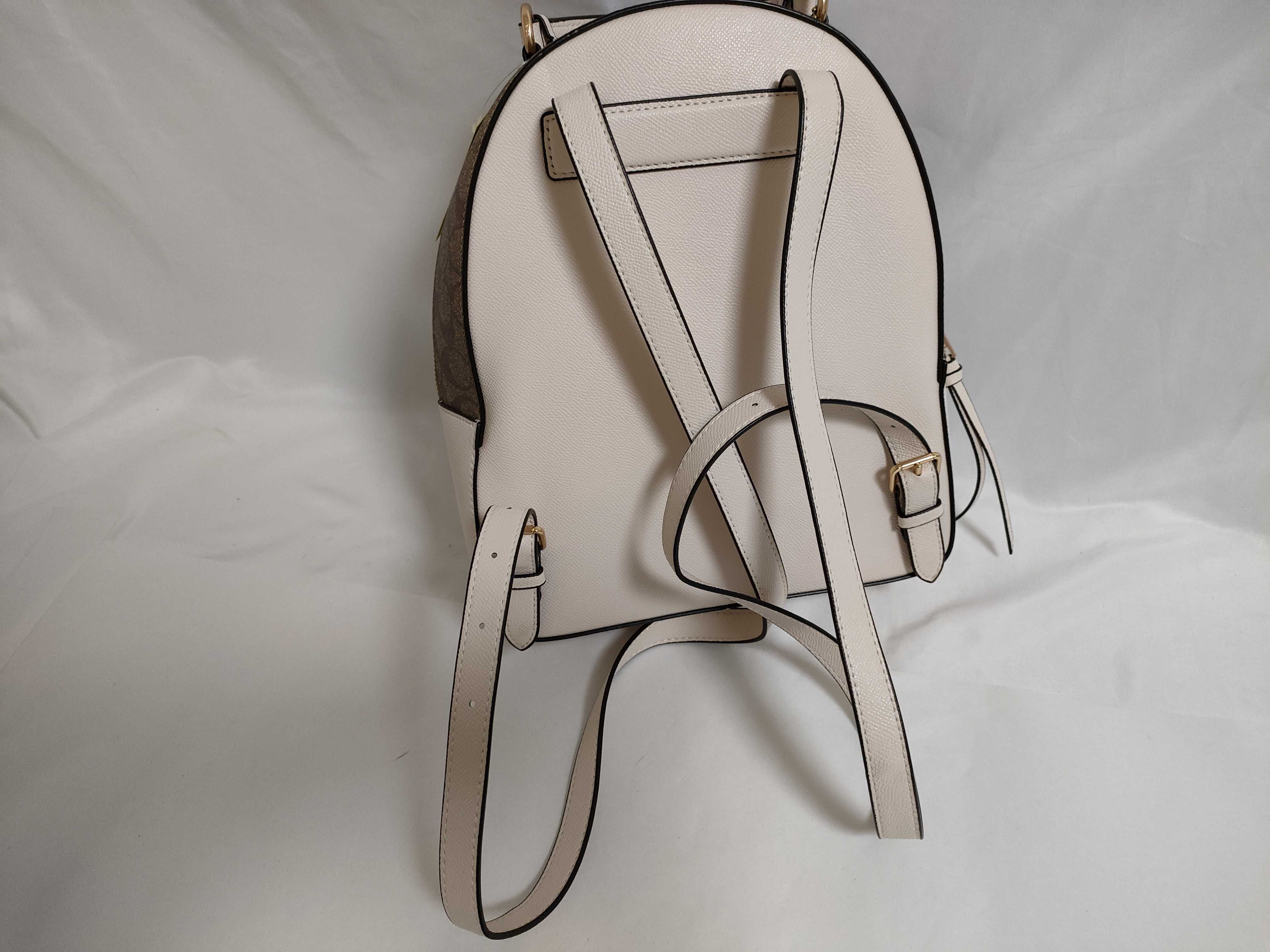 Coach Jordyn Backpack in Signature Canvas and Chalk Leather