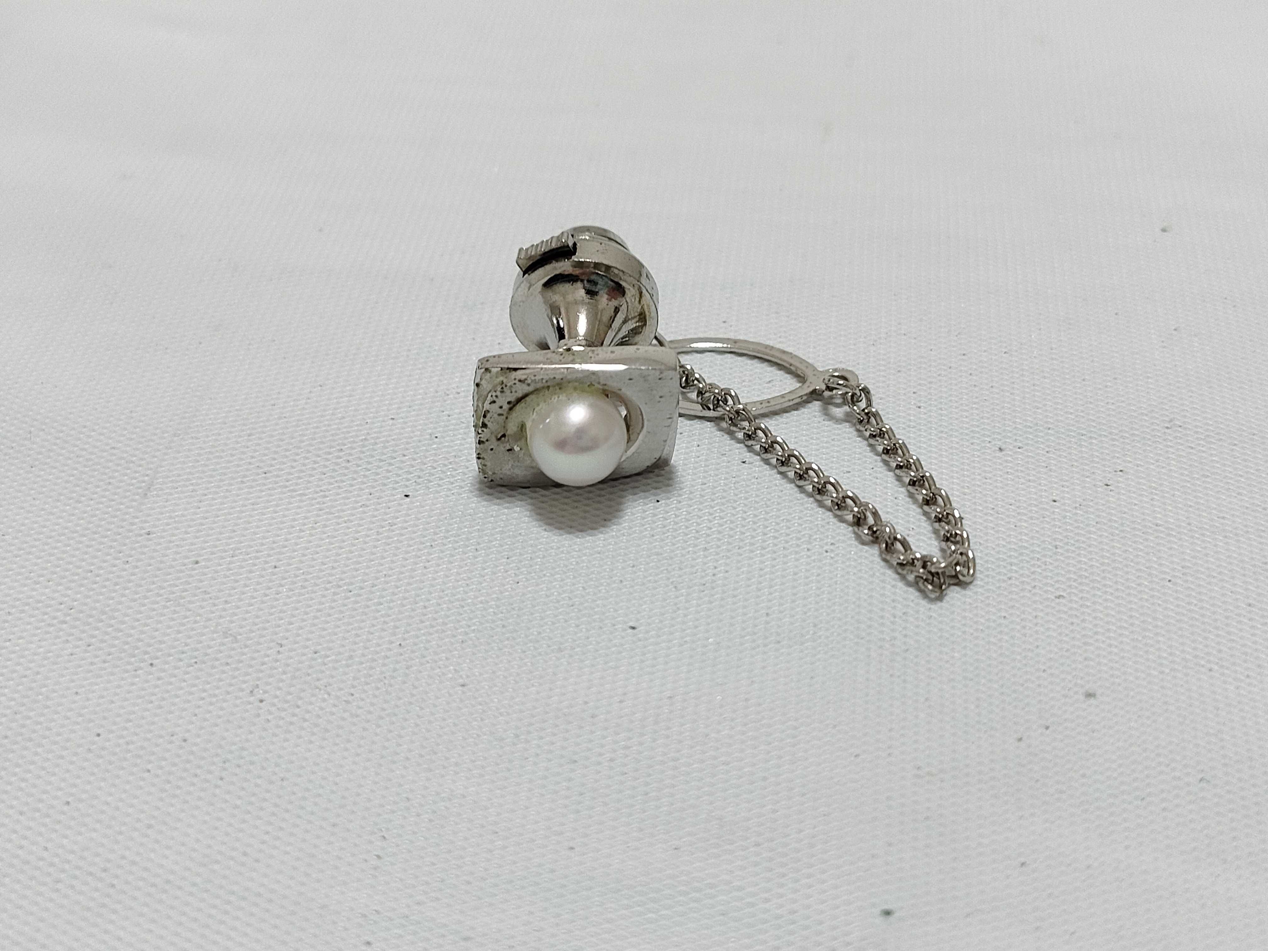Sterling Silver Pearl Cufflinks and Tie Tack Set Estate Jewelry Lot