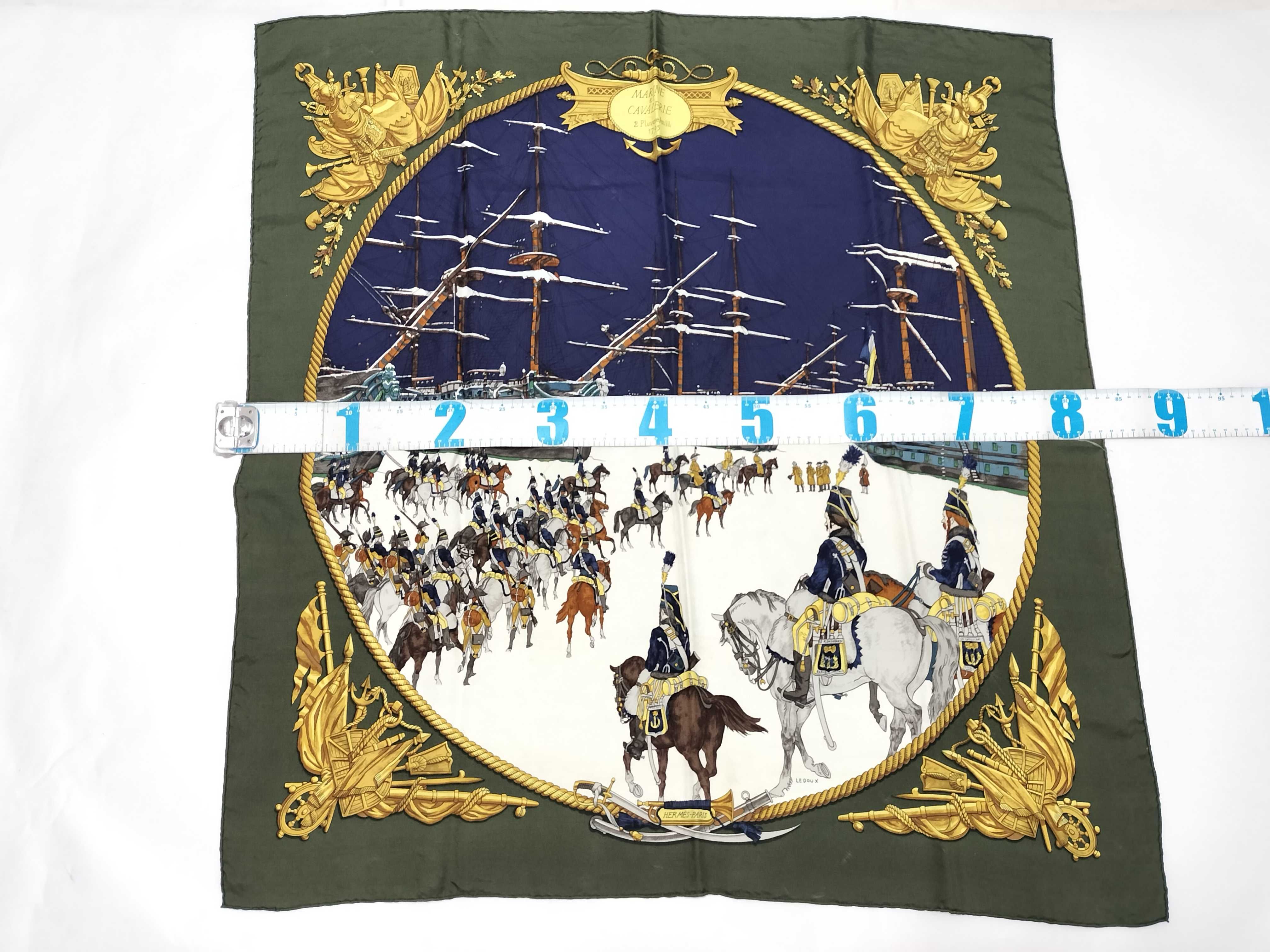 Hermes Marine et Cavalerie Silk Scarf by Philippe Ledoux