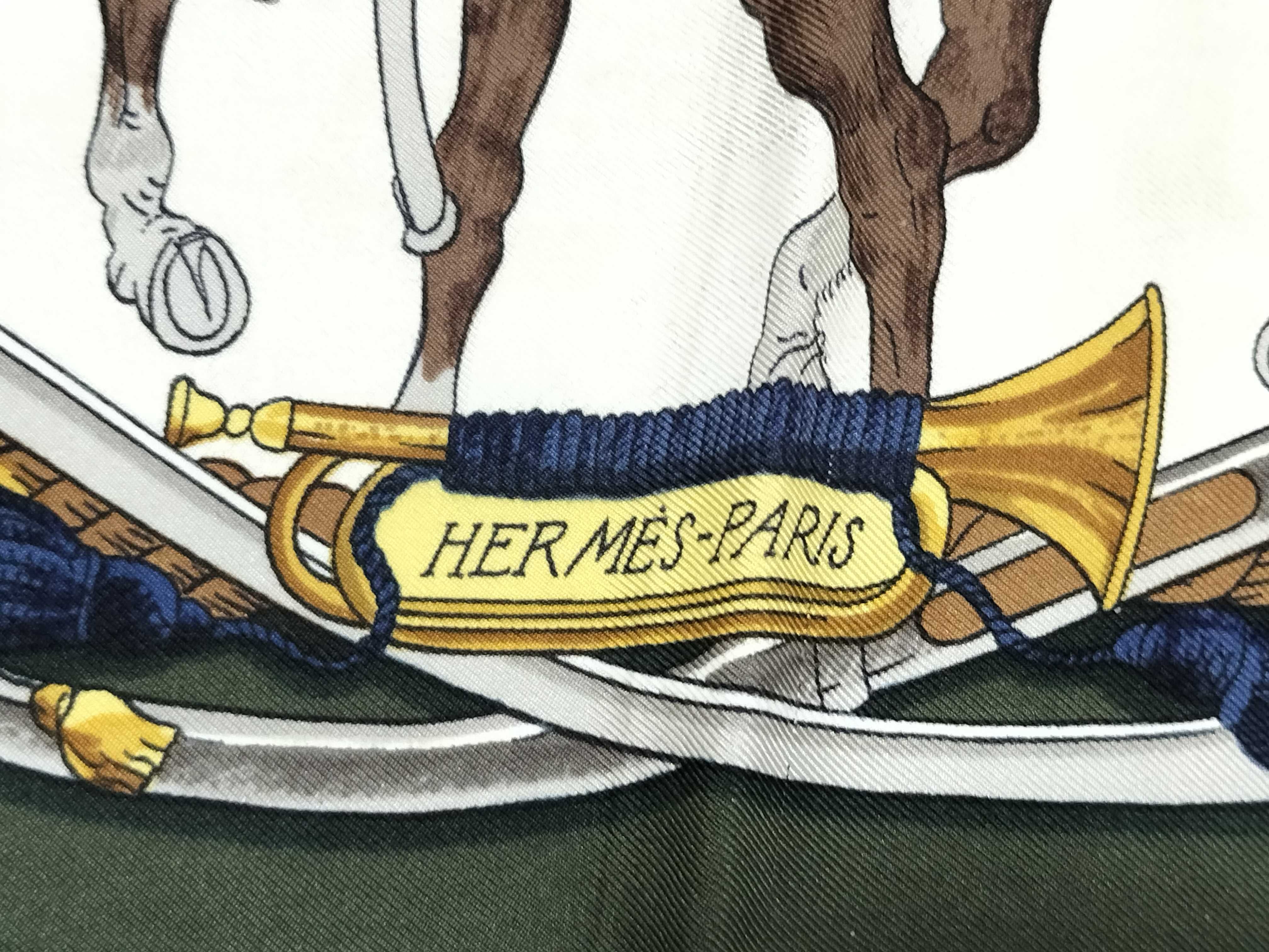 Hermes Marine et Cavalerie Silk Scarf by Philippe Ledoux