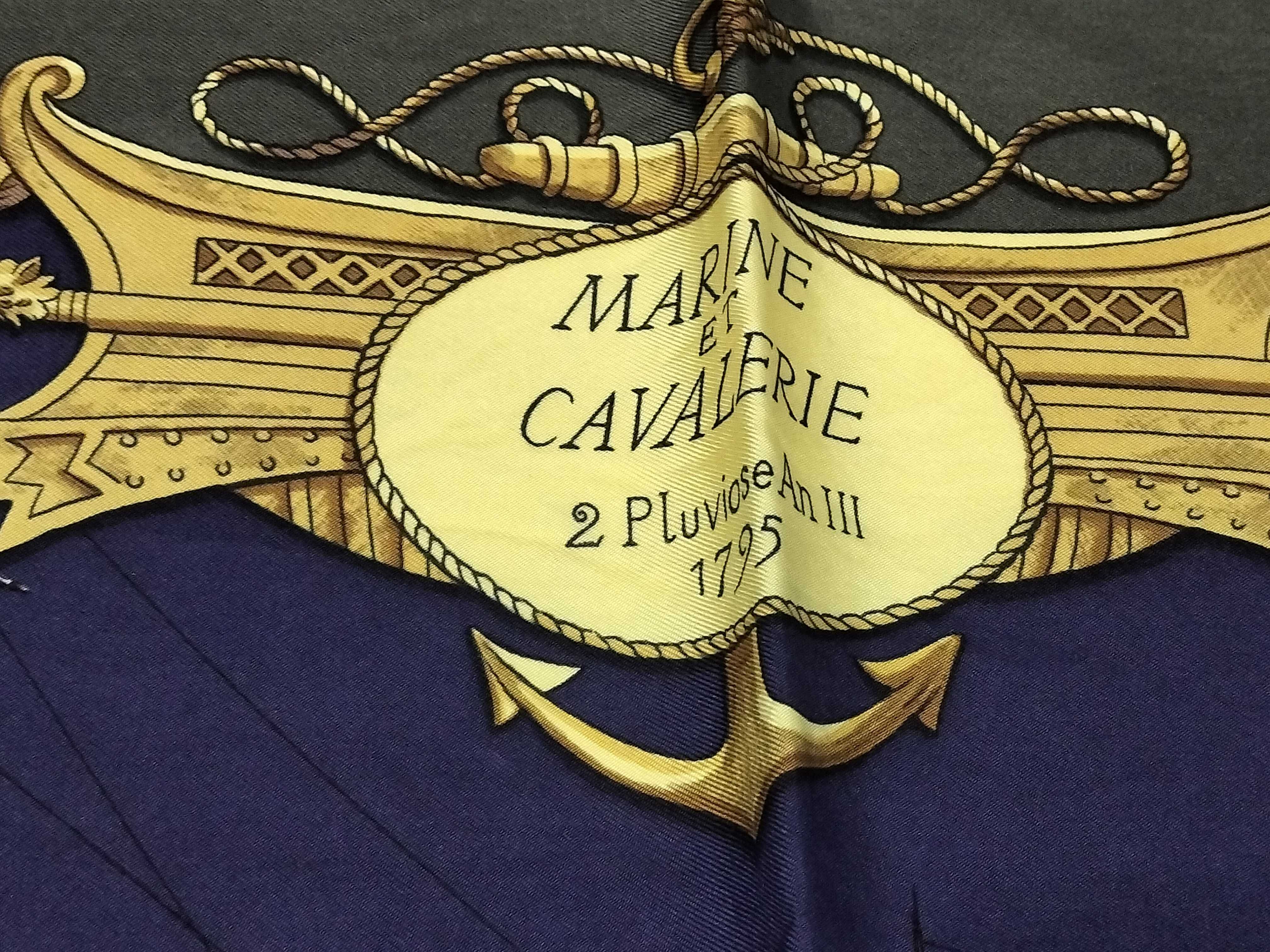 Hermes Marine et Cavalerie Silk Scarf by Philippe Ledoux