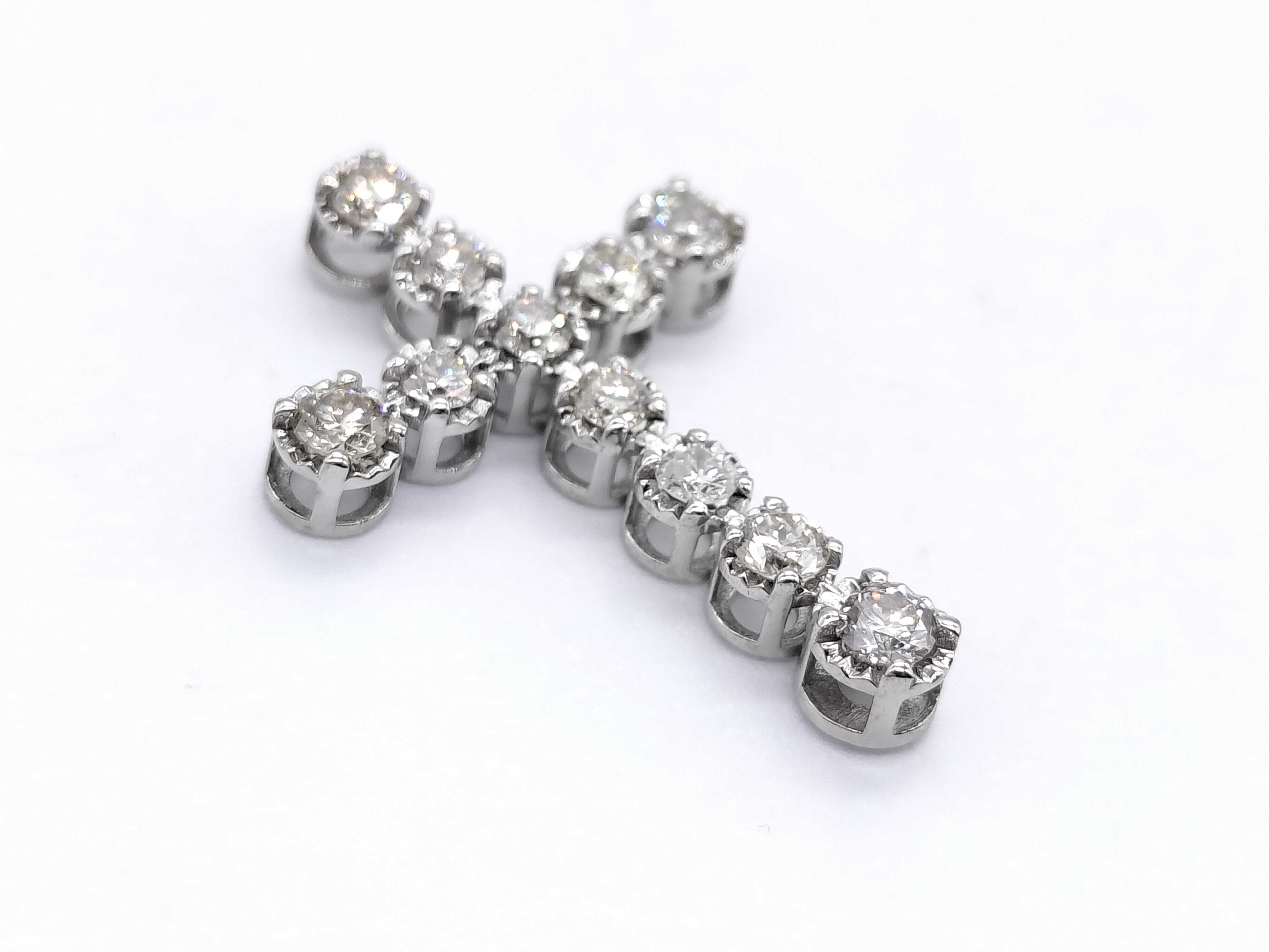 Platinum and Round Brilliant Cut Diamond Cross Pendant