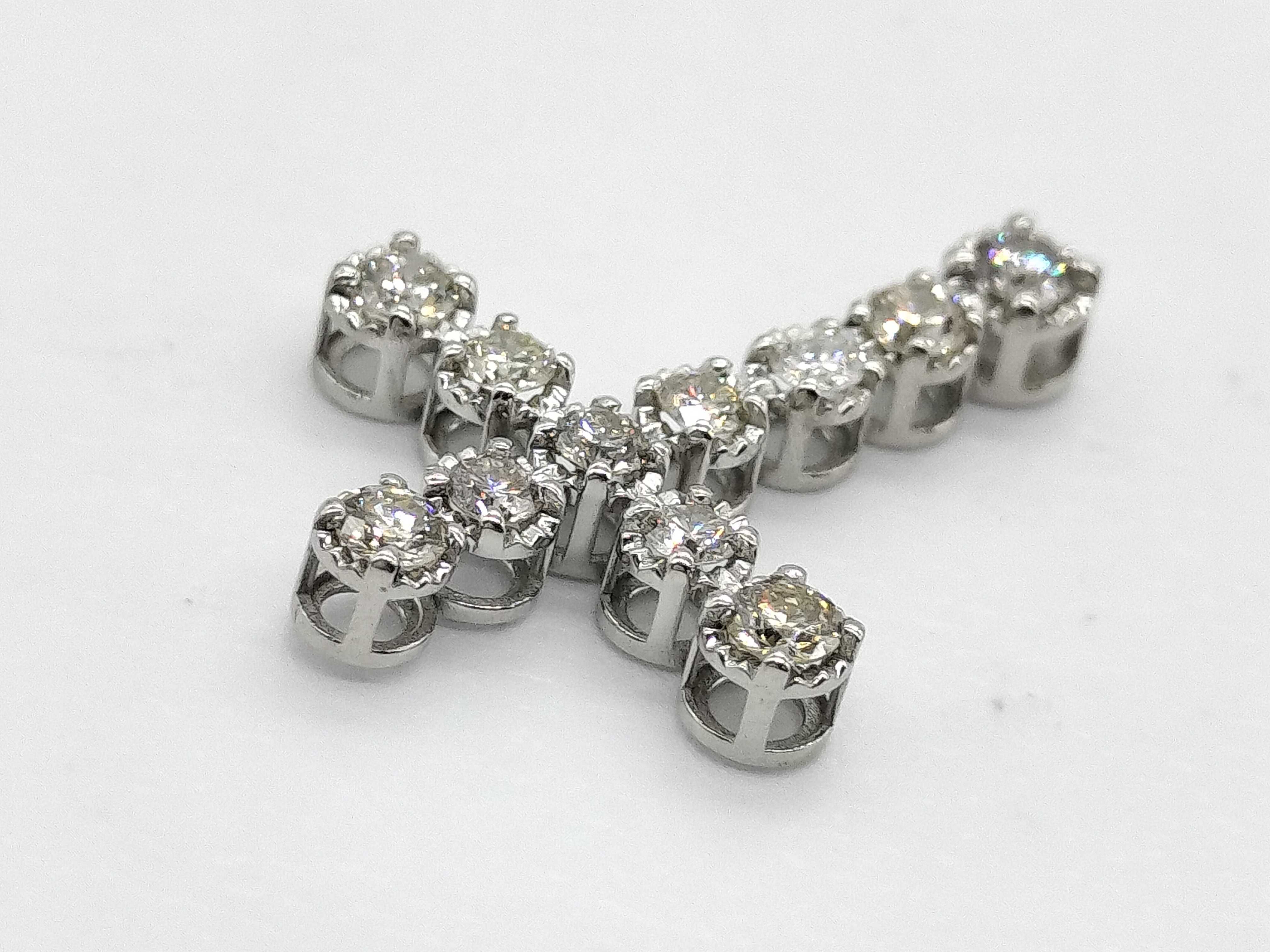 Platinum and Round Brilliant Cut Diamond Cross Pendant