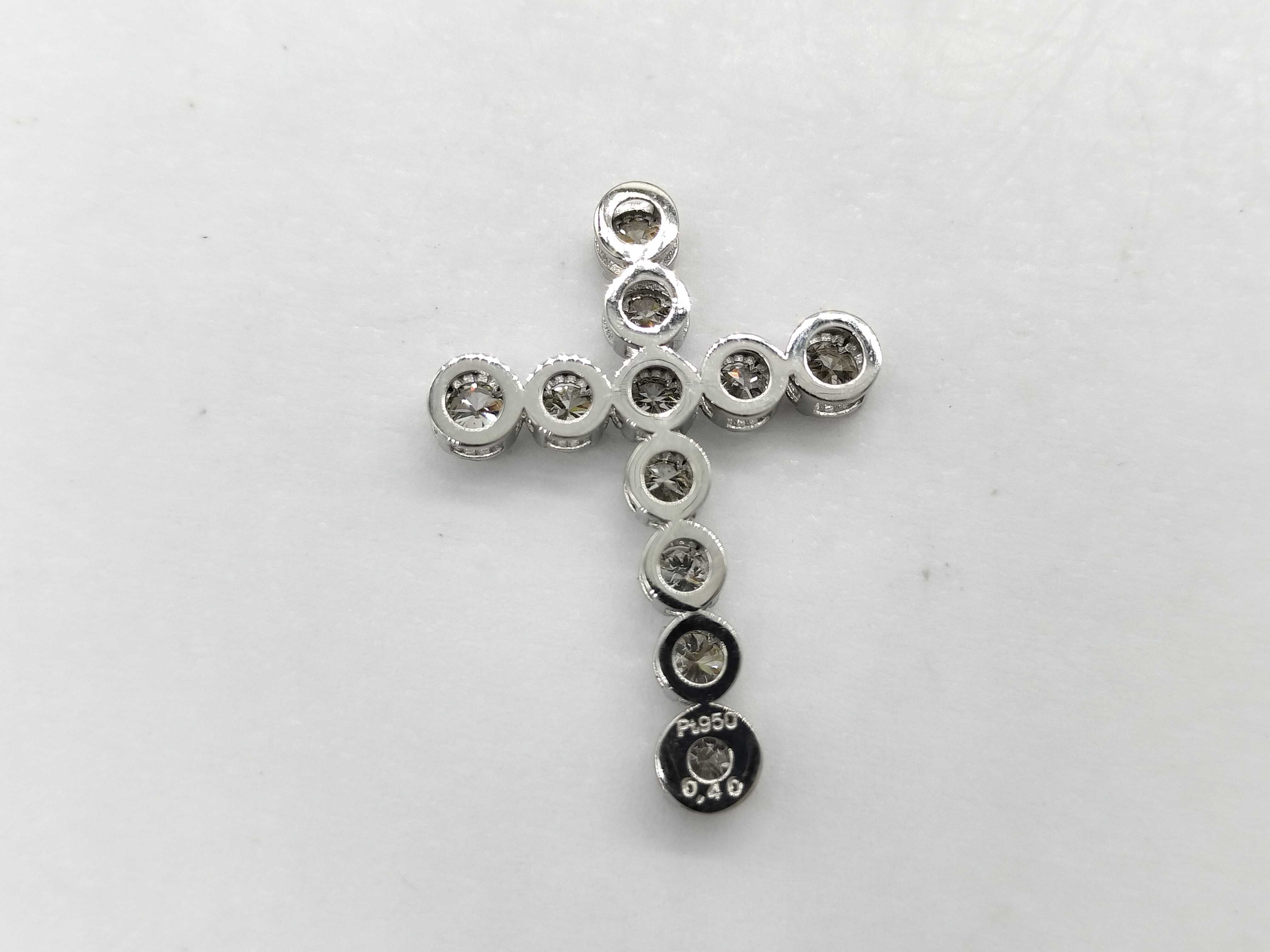 Platinum and Round Brilliant Cut Diamond Cross Pendant