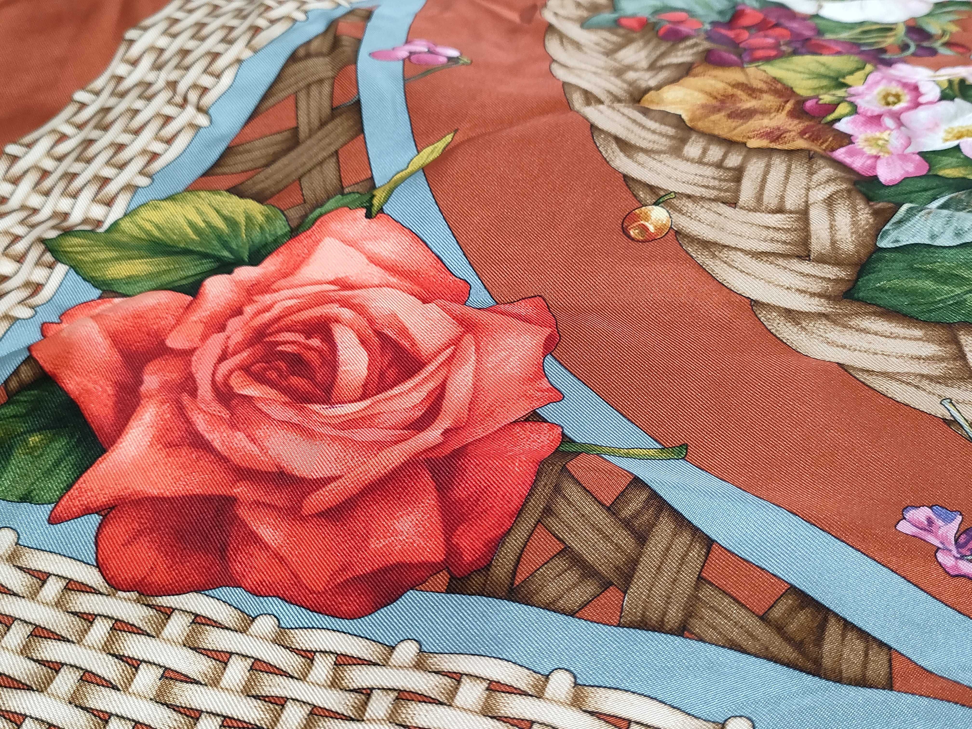 Gucci Floral Wreath and Wicker Print Silk Twill Scarf