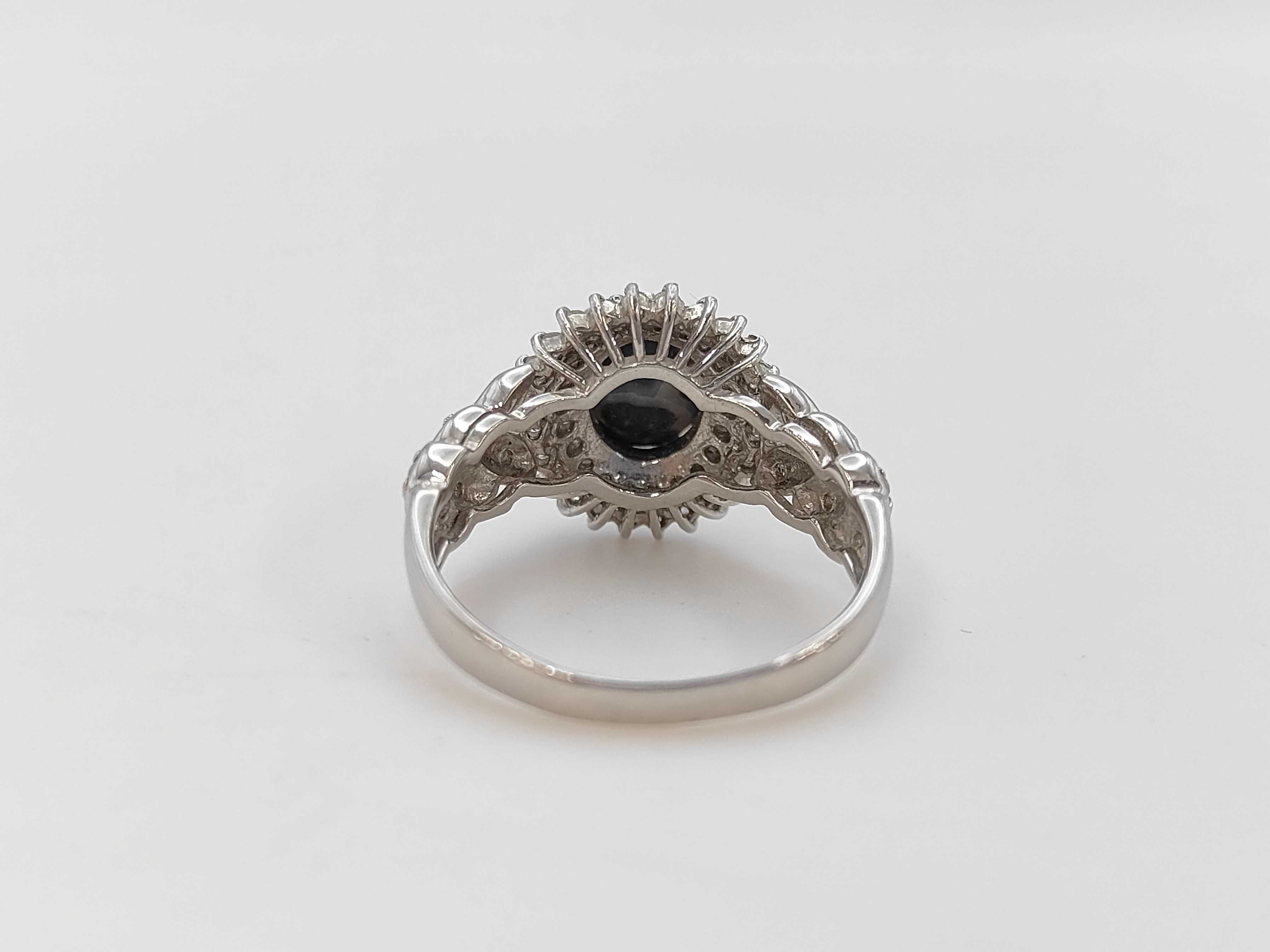 Platinum Natural Black Opal and Diamond Cocktail Ring