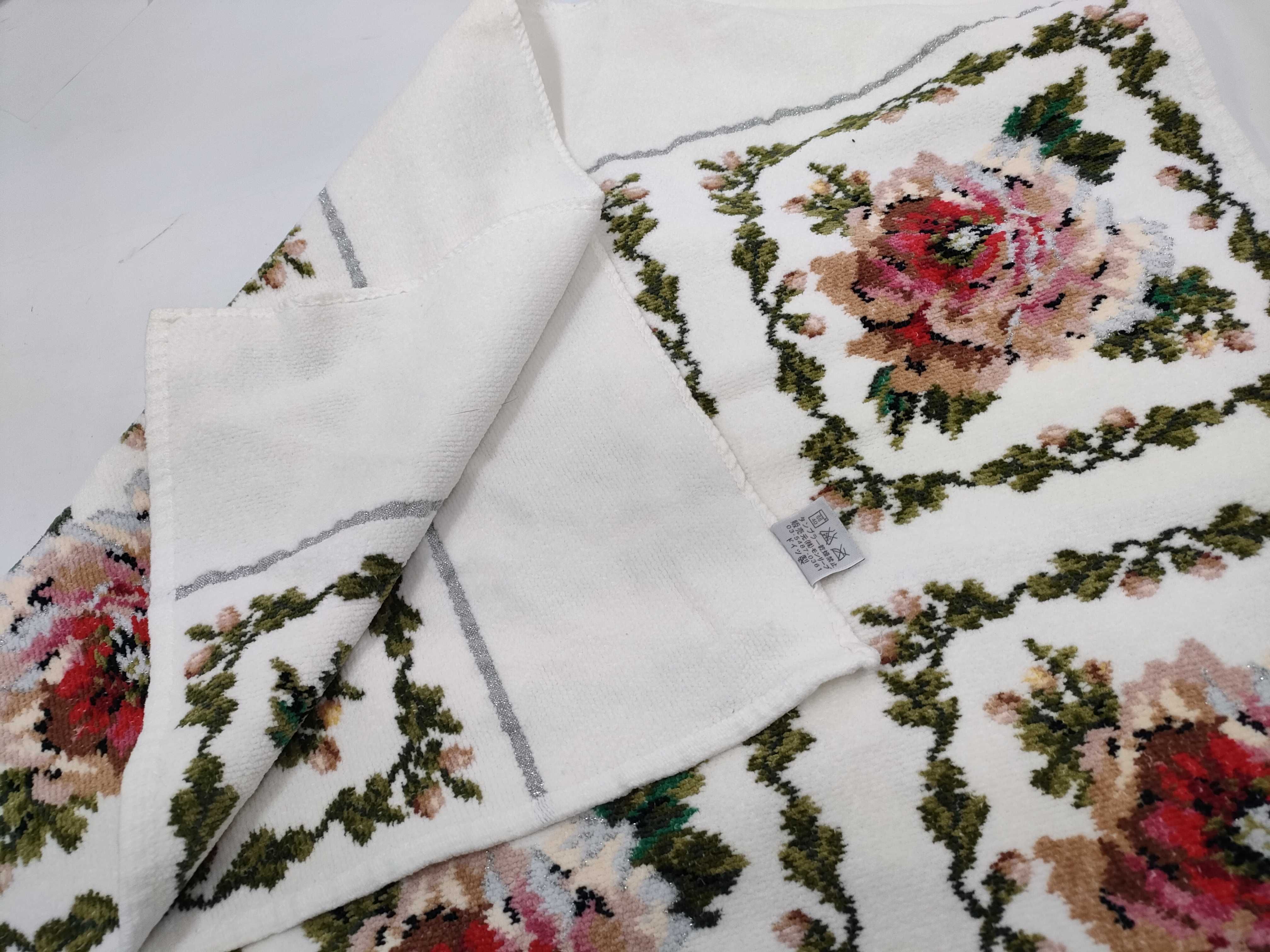 A Collection of Seven Feiler German Chenille Floral Textile Items
