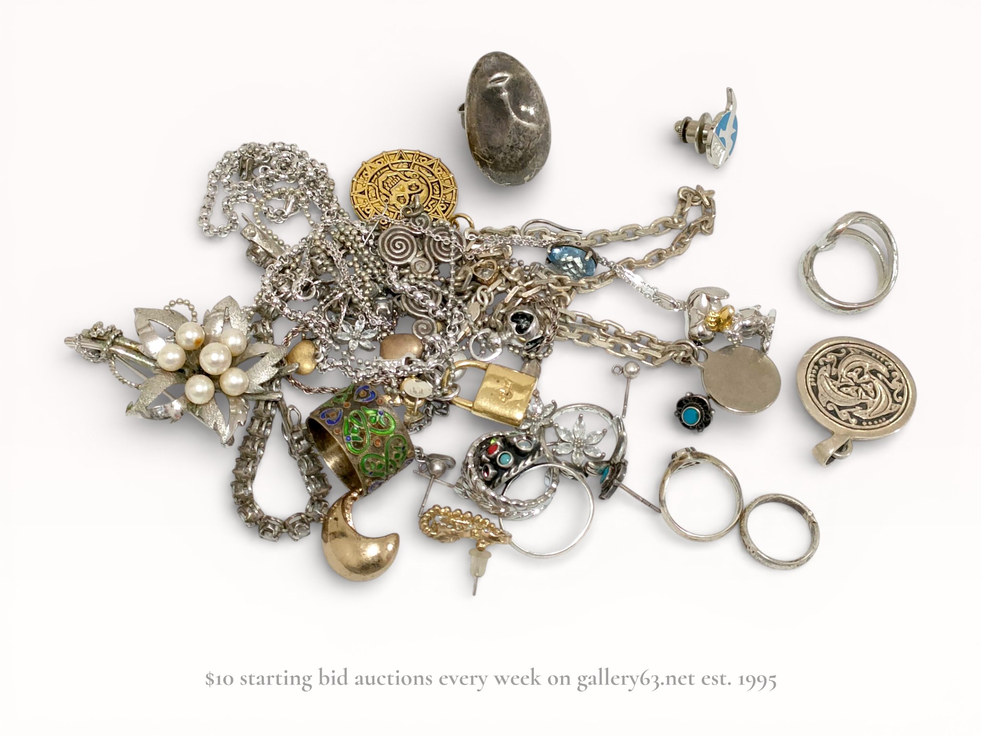 An Assortment of Vintage and Contemporary Sterling Silver & Gold Vermeil Jewelry - 166 grams