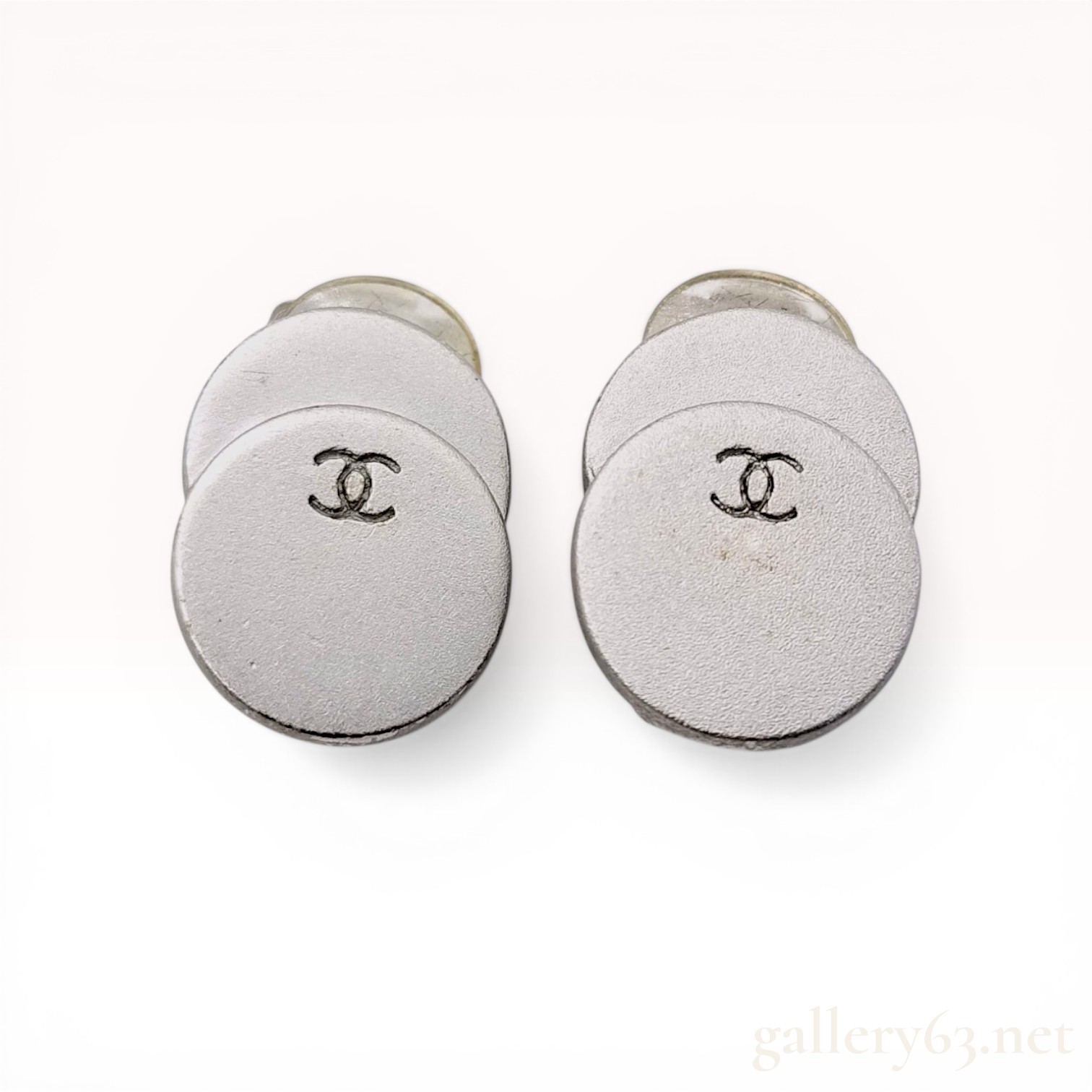 A Pair of Chanel Silver-Tone Double Disc Clip-On Earrings, Spring 1999