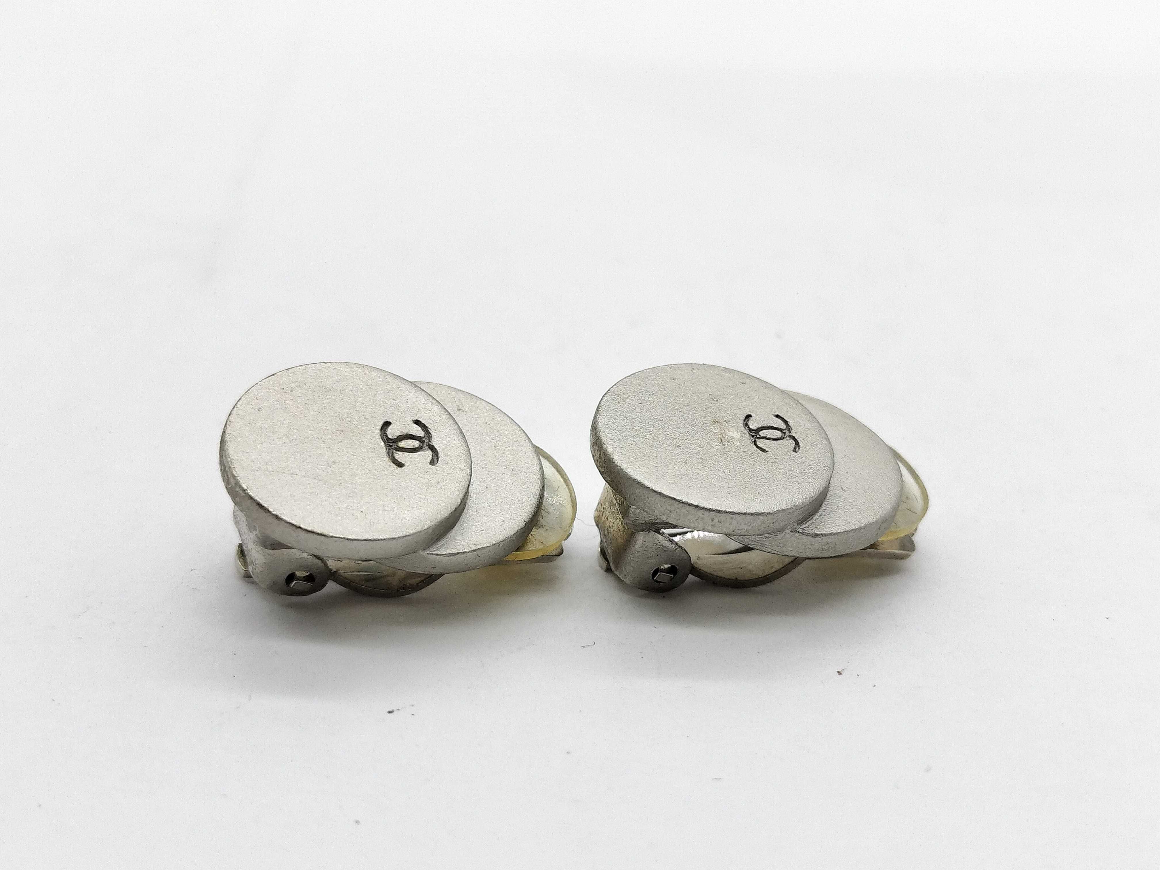 A Pair of Chanel Silver-Tone Double Disc Clip-On Earrings, Spring 1999