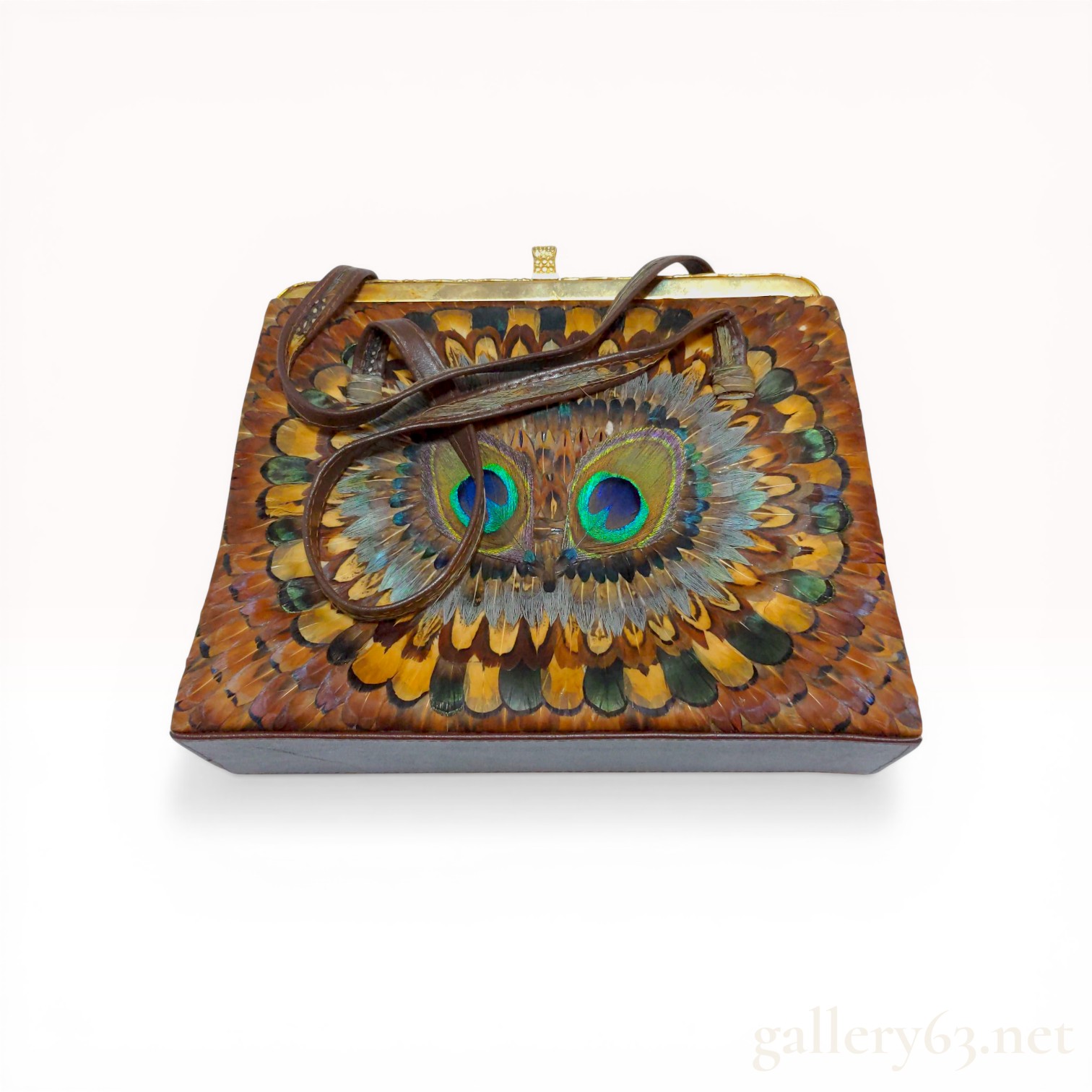 Vintage Genuine Peacock and Pheasant Feather Box Handbag