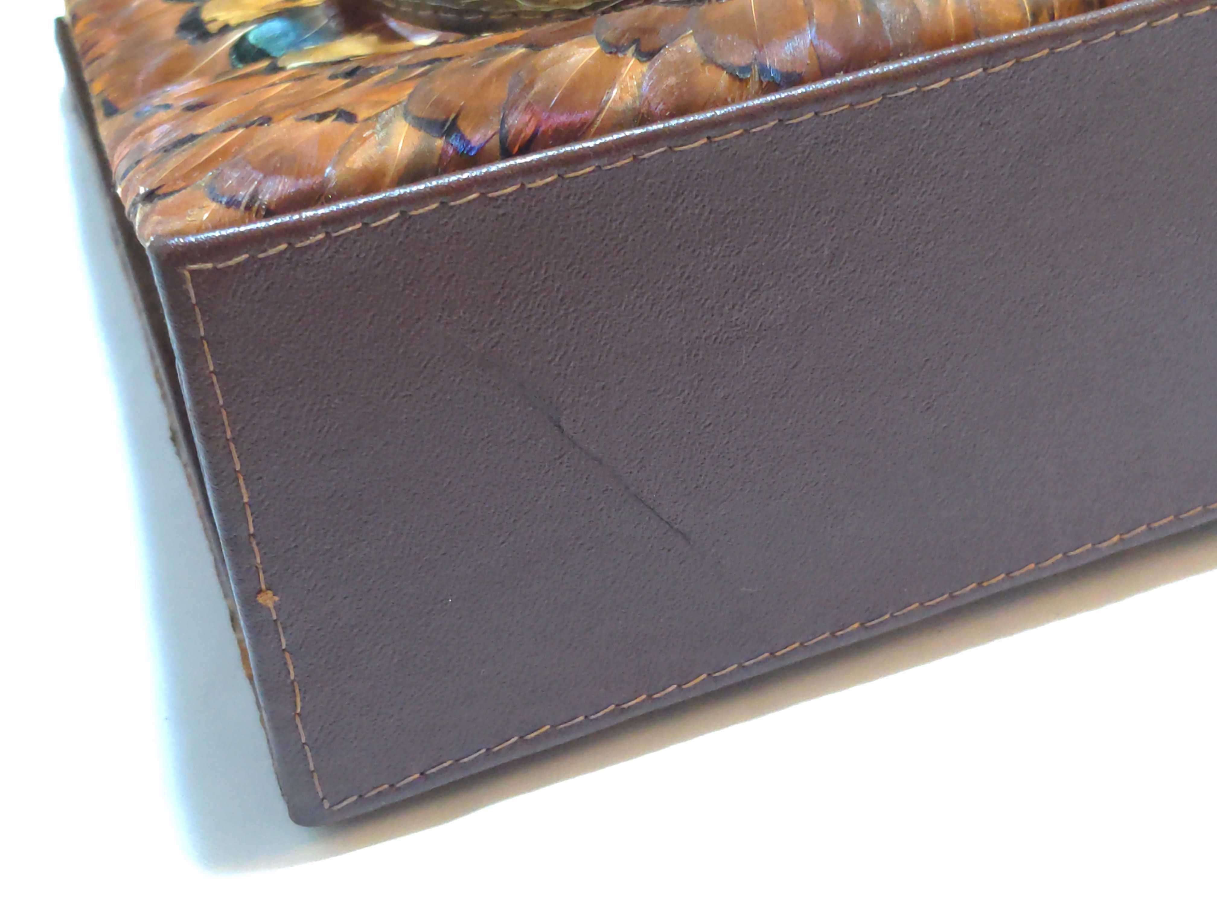 Vintage Genuine Peacock and Pheasant Feather Box Handbag