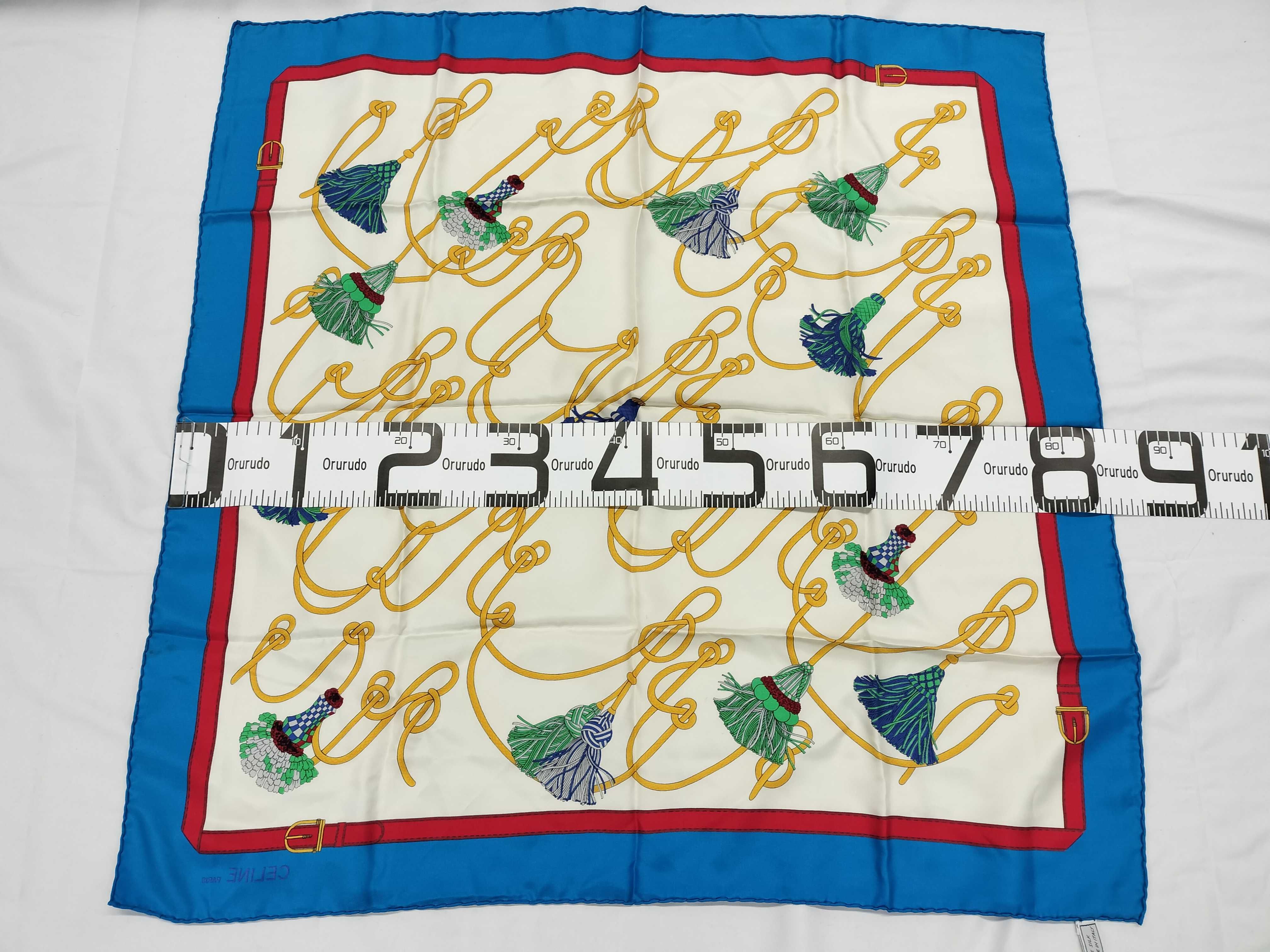 Celine Paris Vintage Silk Scarf with Tassel and Rope Motif