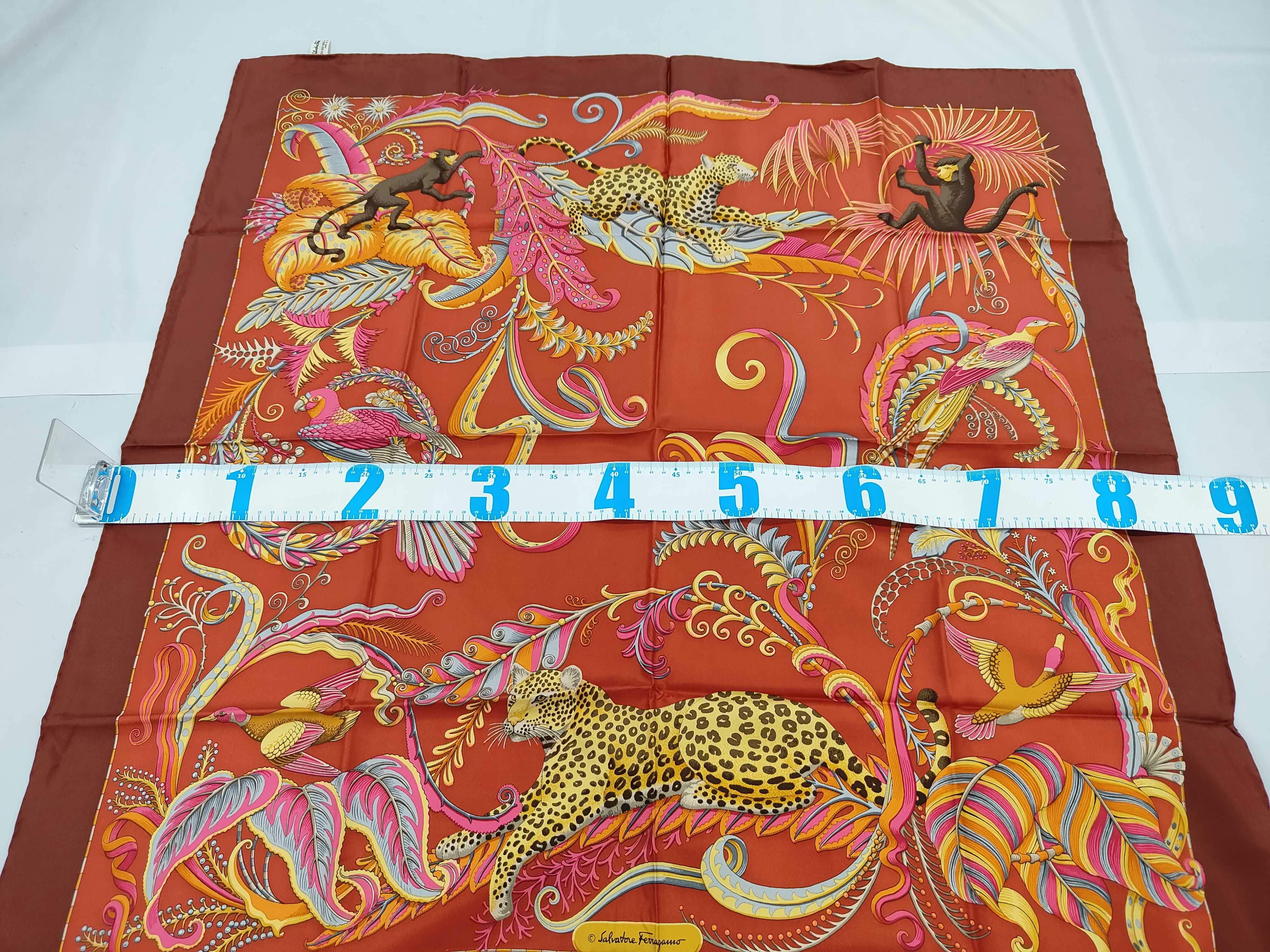Salvatore Ferragamo Silk Twill Scarf with Jungle Wildlife Motif