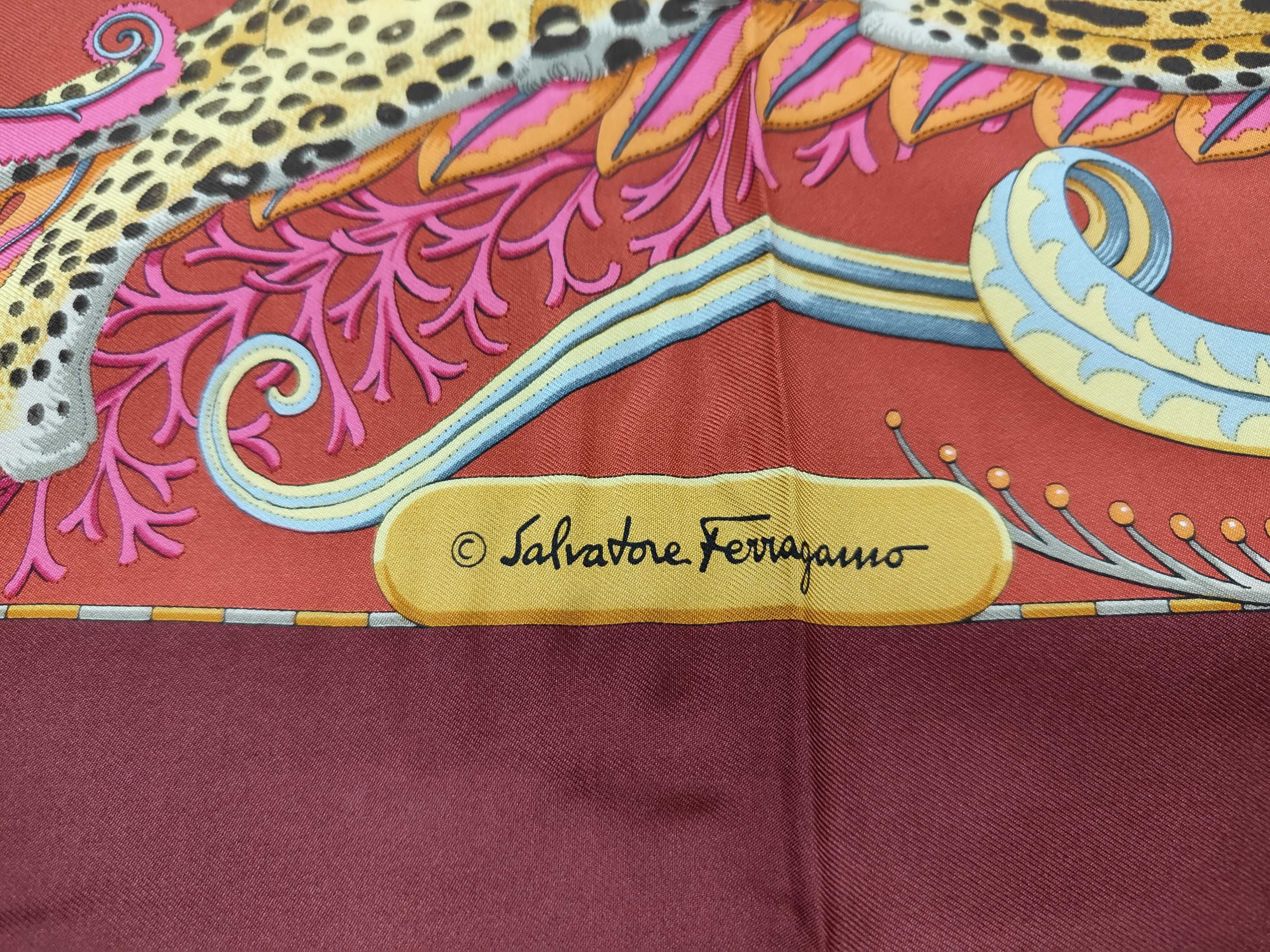 Salvatore Ferragamo Silk Twill Scarf with Jungle Wildlife Motif