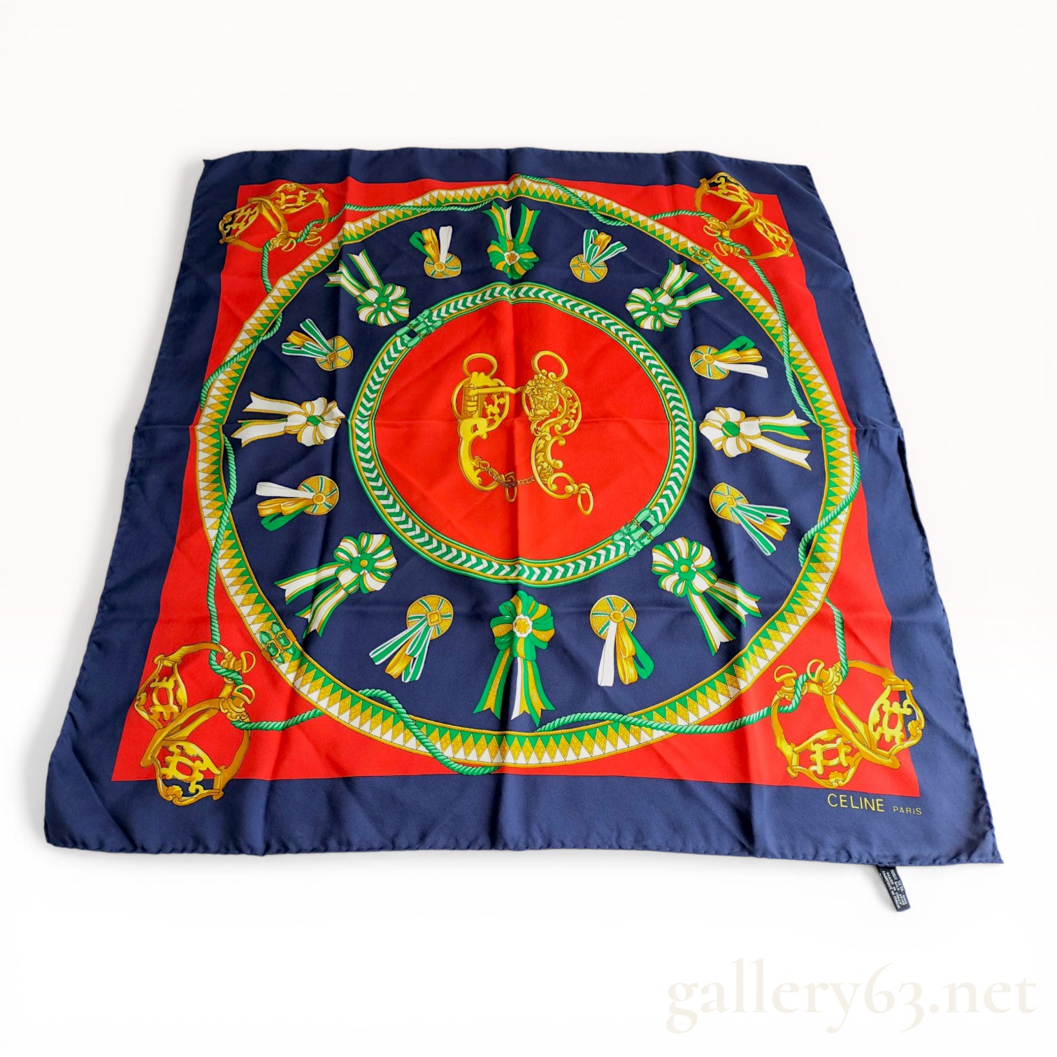 Celine Paris Equestrian Motif Silk Scarf