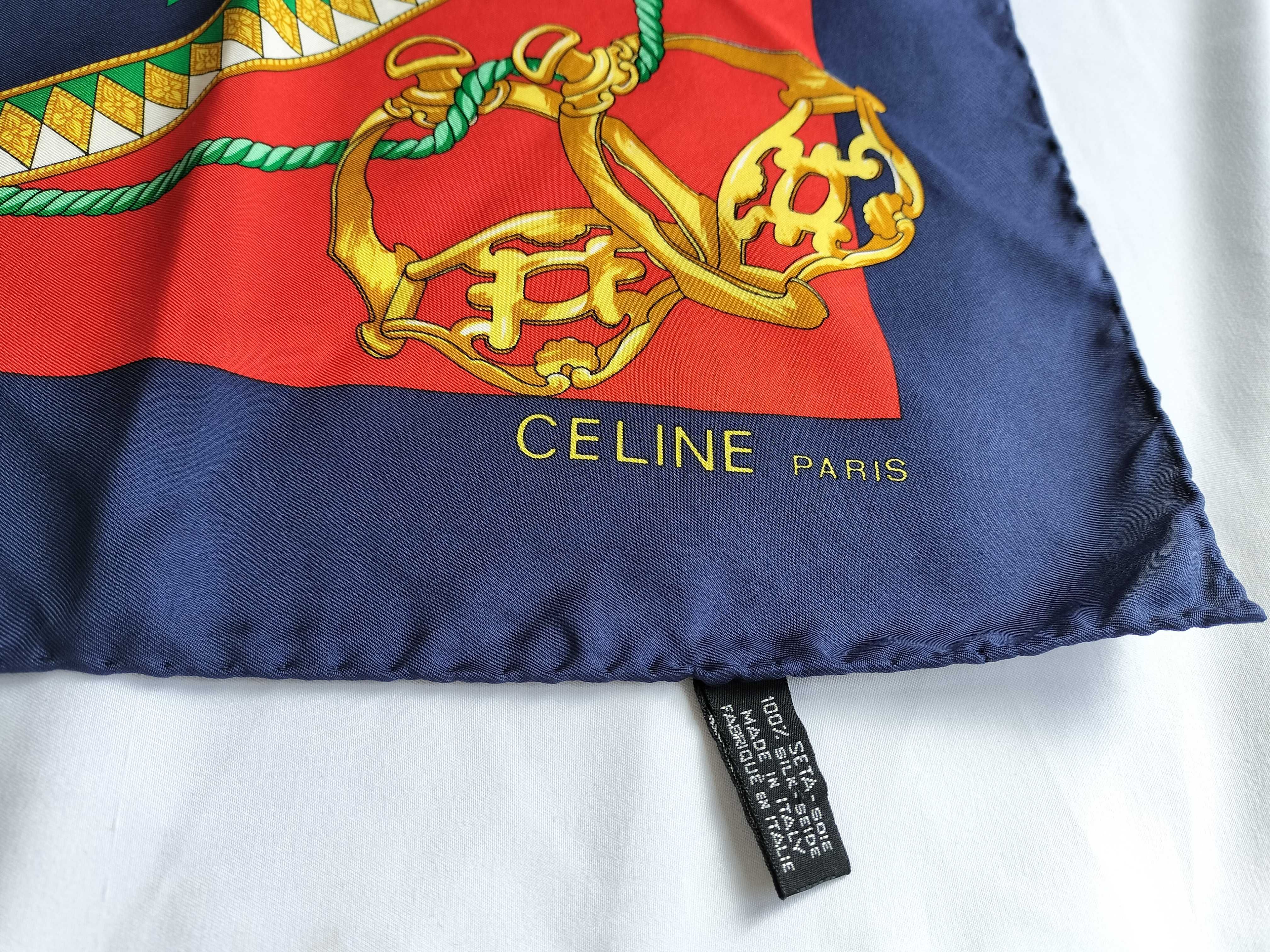 Celine Paris Equestrian Motif Silk Scarf