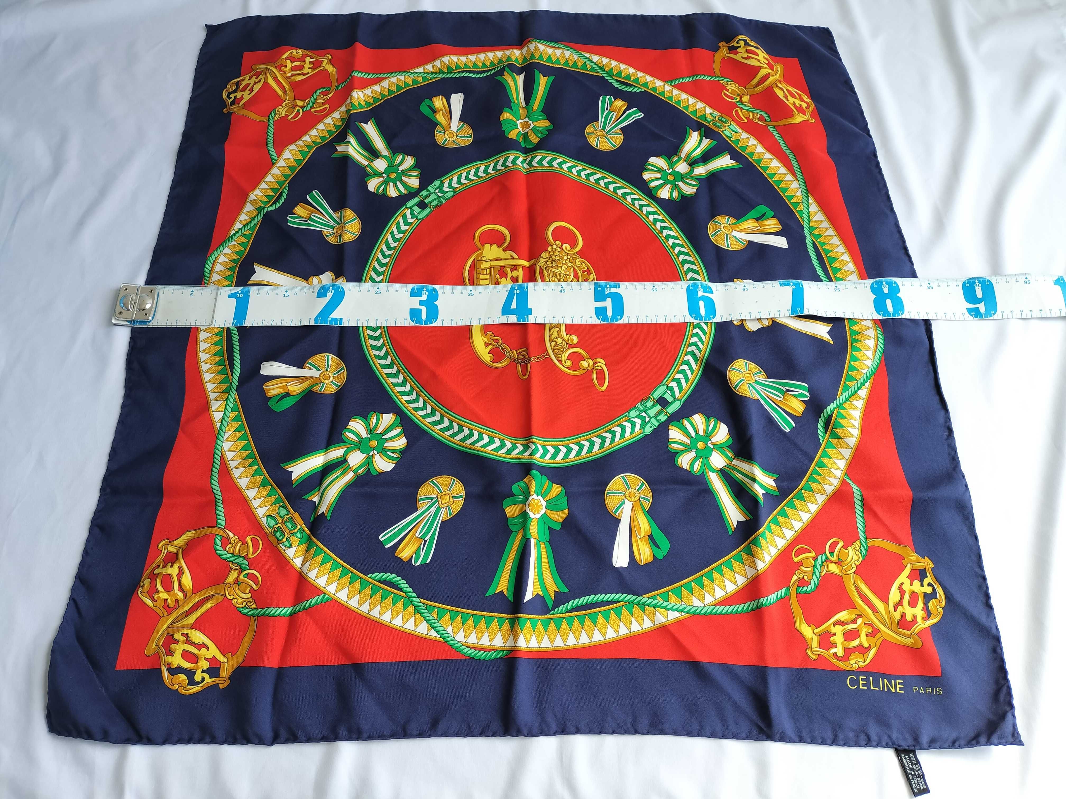 Celine Paris Equestrian Motif Silk Scarf