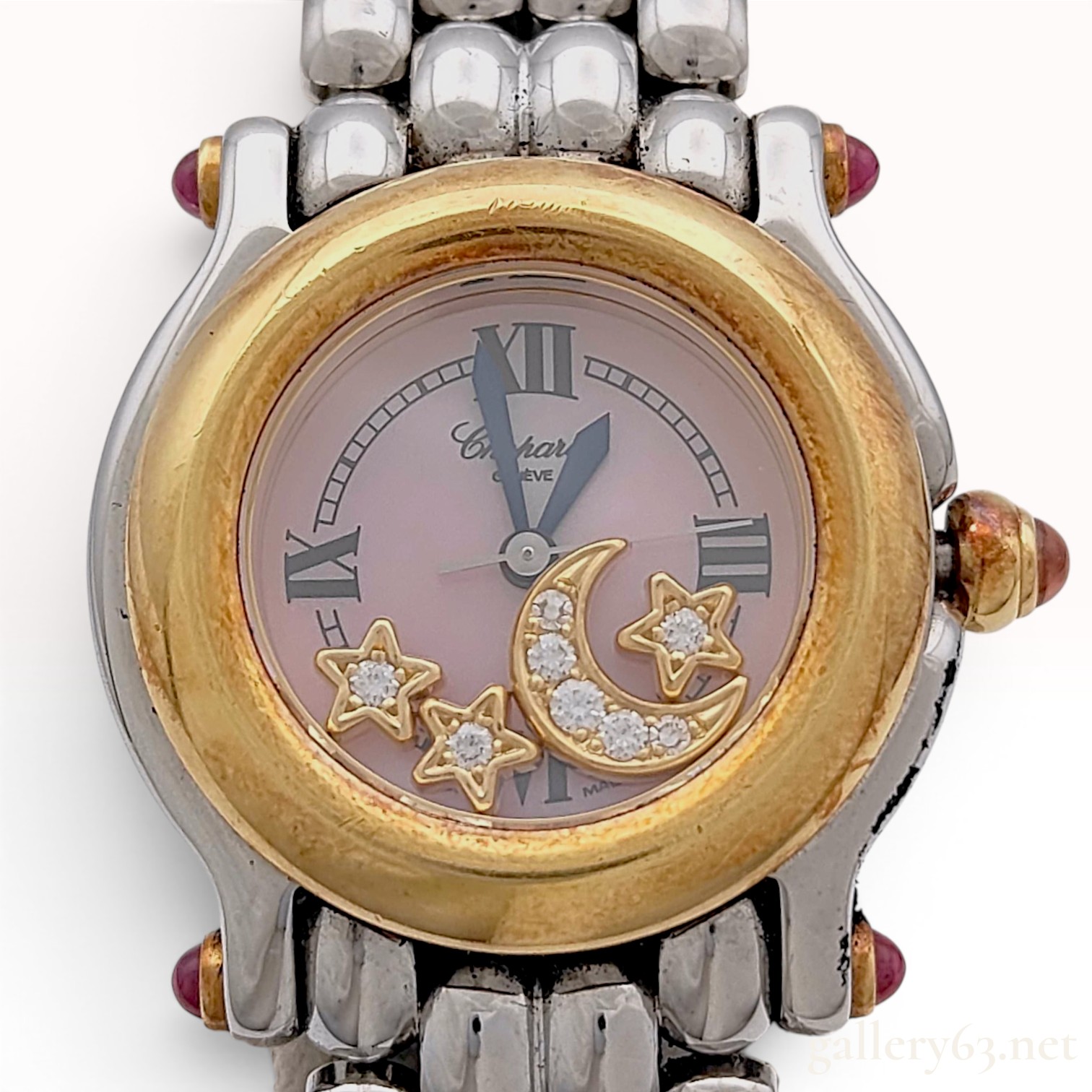 Chopard Happy Sport Moon and Stars 18K Yellow Gold/Stainless Ladies Wristwatch with box