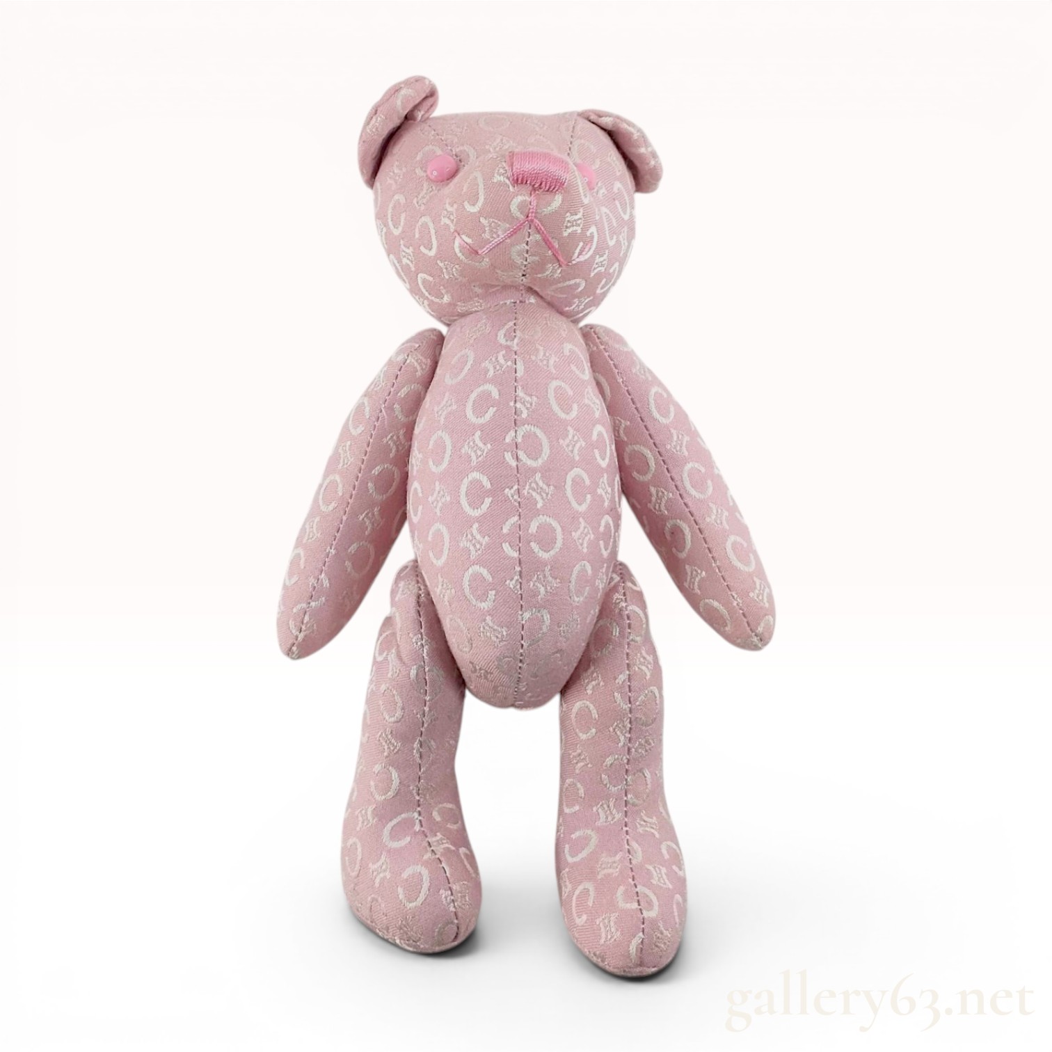 A Celine C Macadam Pink Patterned Designer Teddy Bear