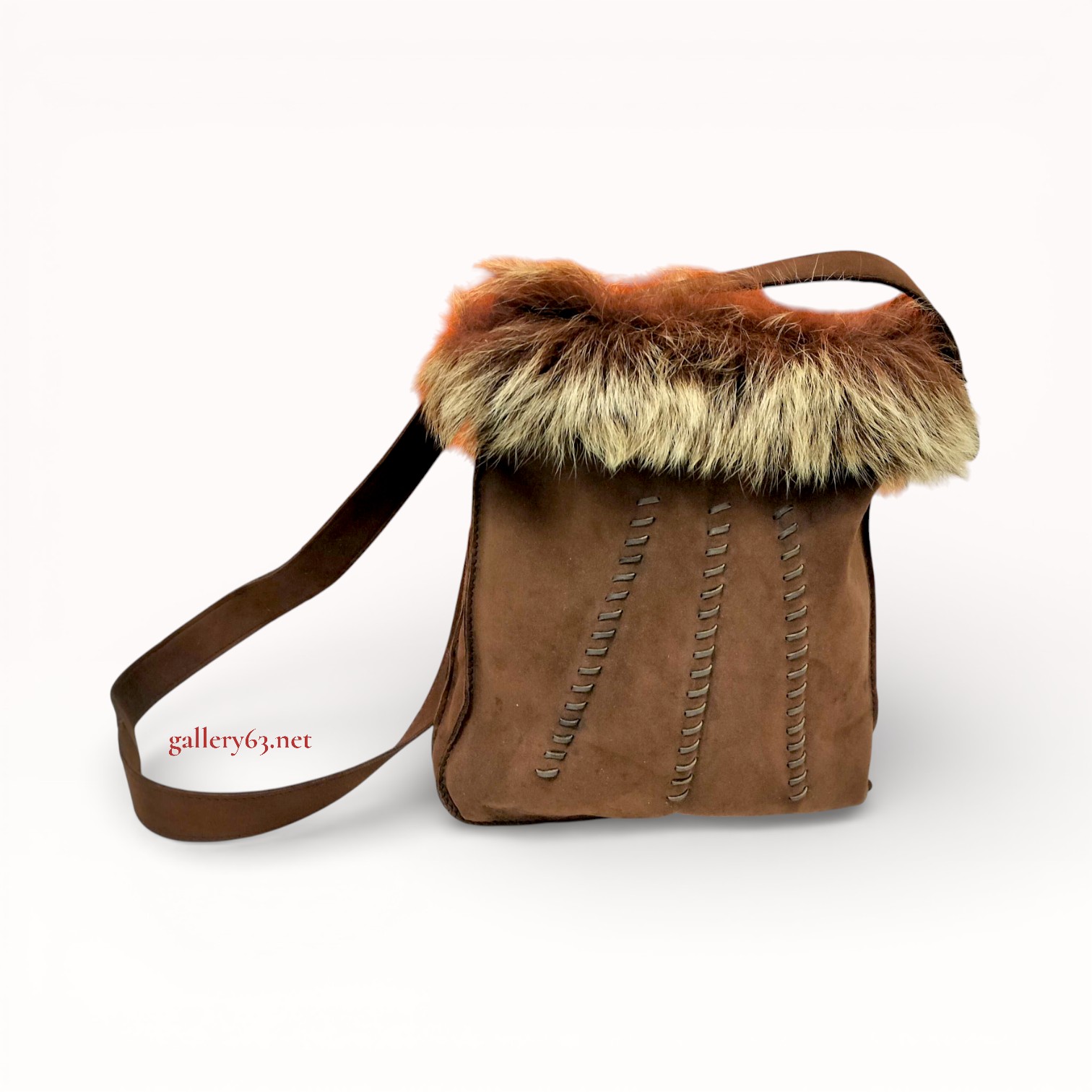 Hermes Toudou Moko Pochette in Brown Suede and Fur