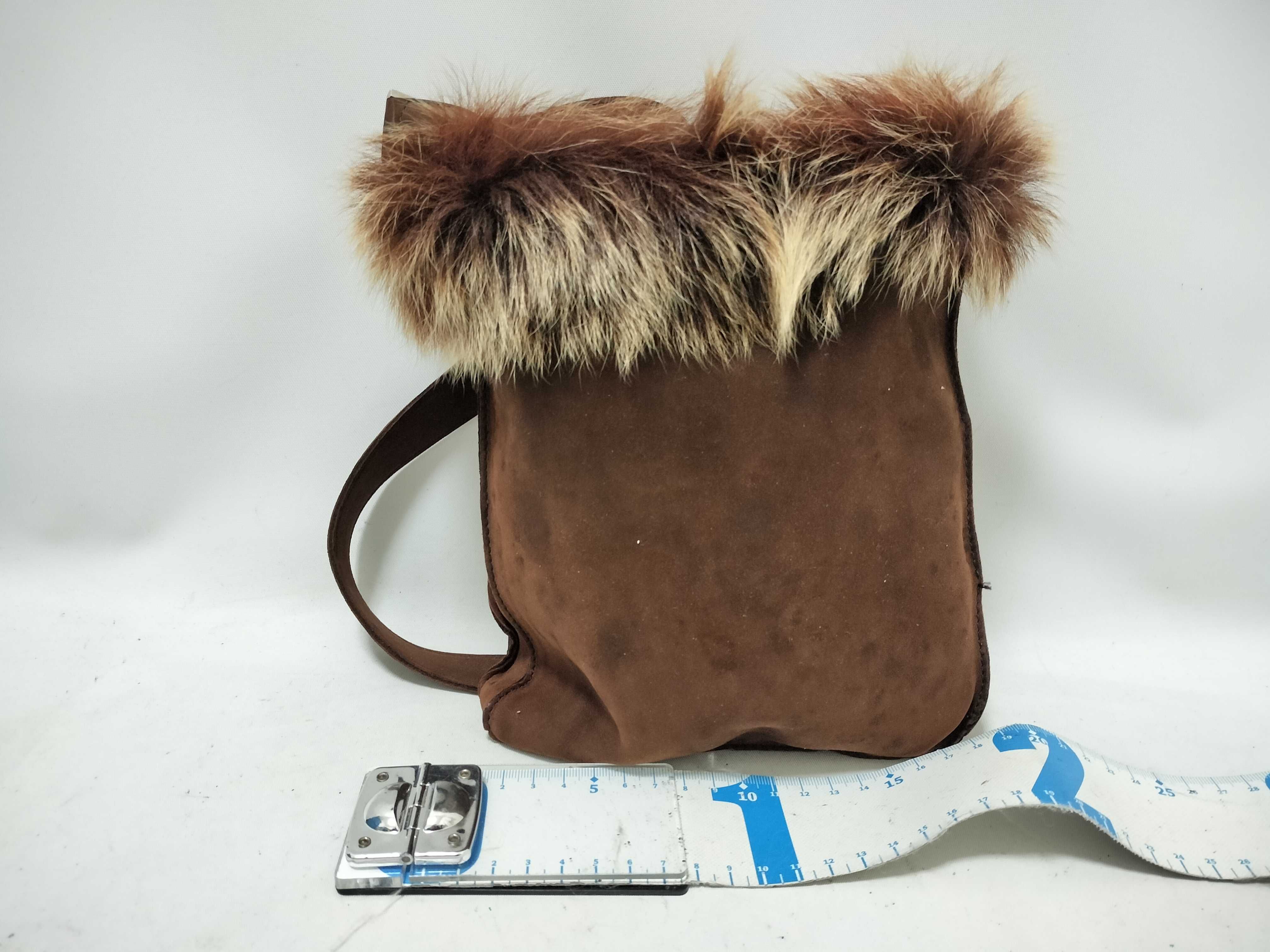 Hermes Toudou Moko Pochette in Brown Suede and Fur