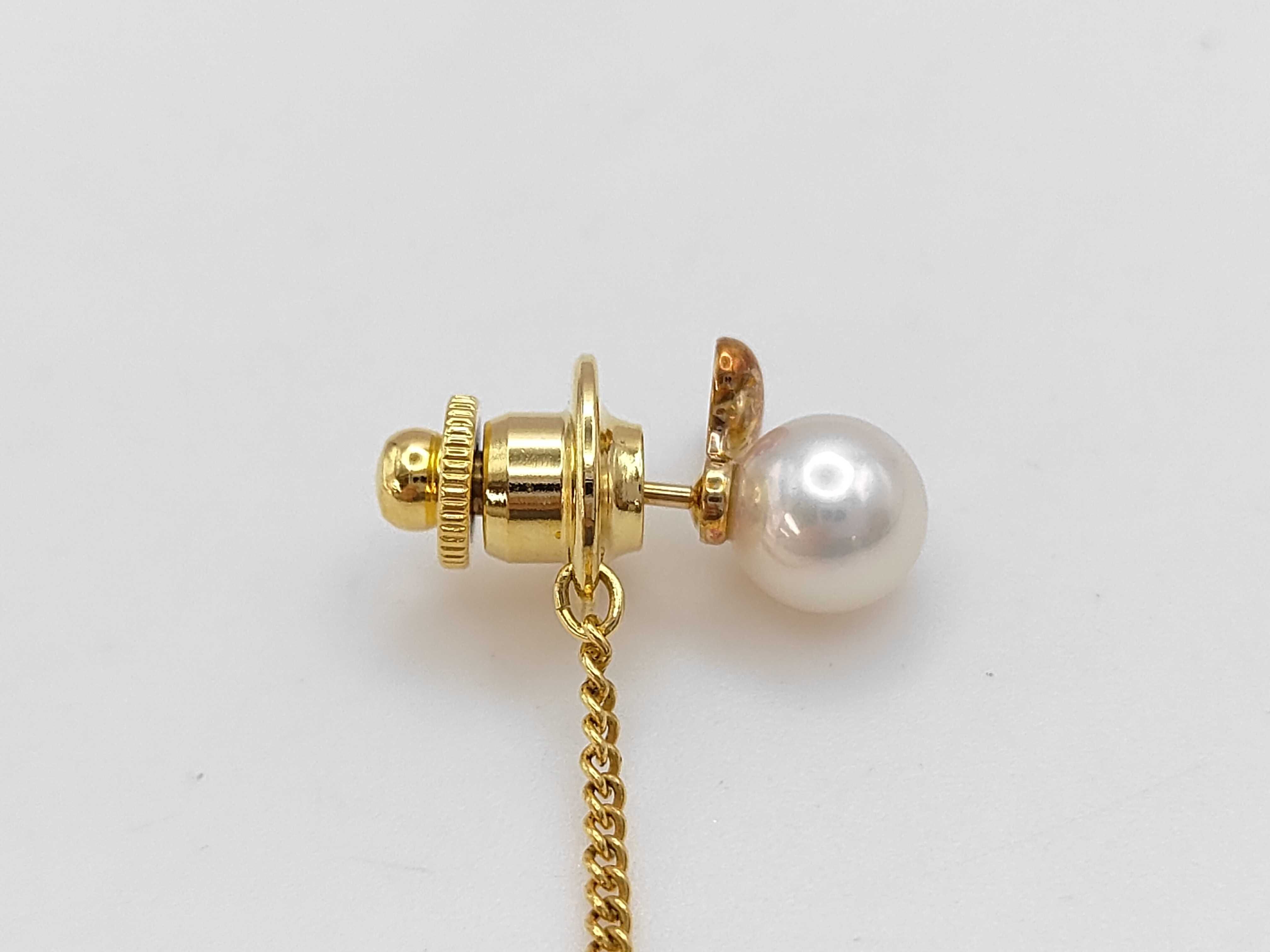 Mikimoto 18K Yellow Gold and Cultured Pearl Tie Tack