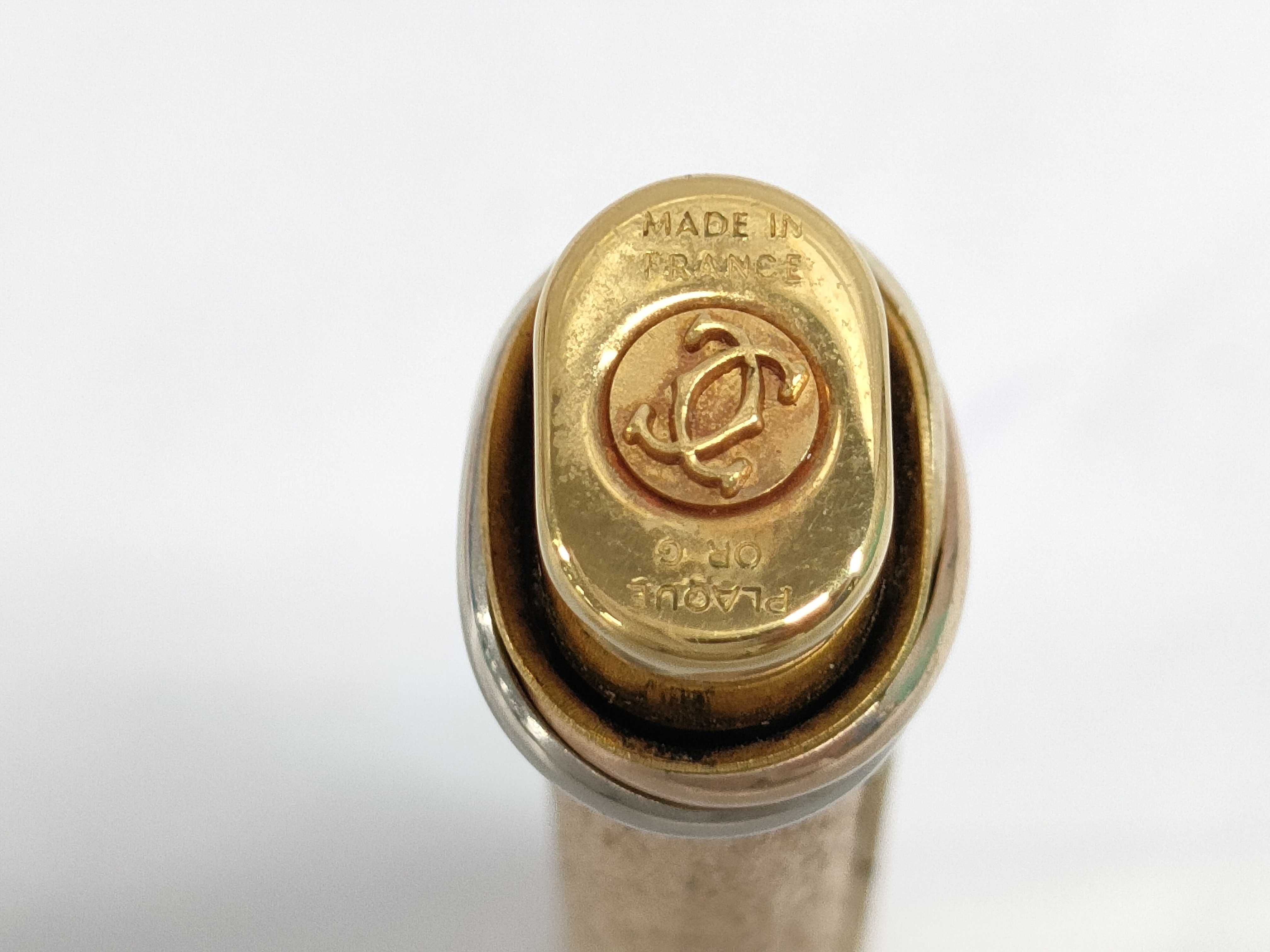 Must de Cartier Vendome Trinity Gold Plated Bark Finish Ballpoint Pen