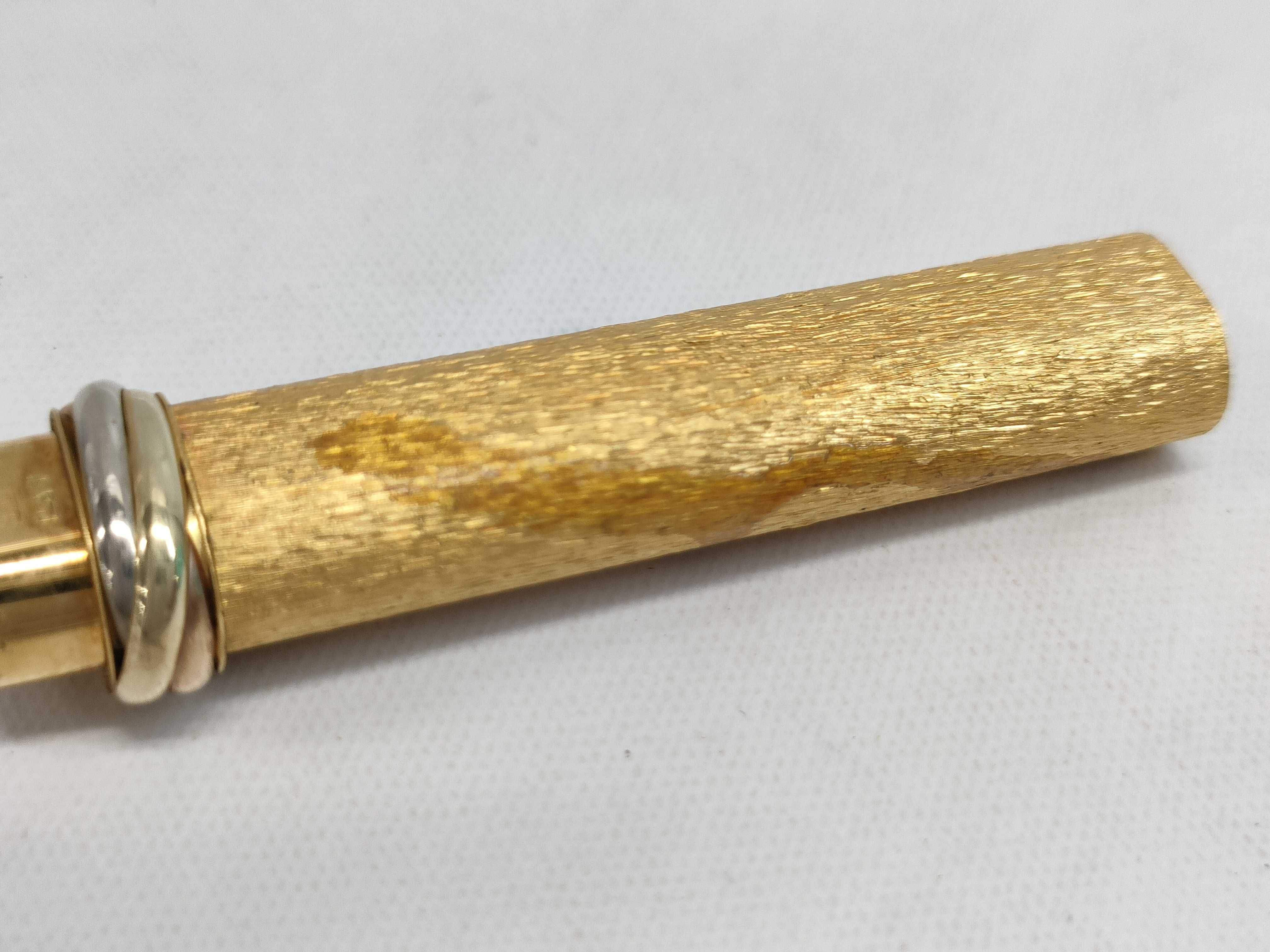 Must de Cartier Vendome Trinity Gold Plated Bark Finish Ballpoint Pen