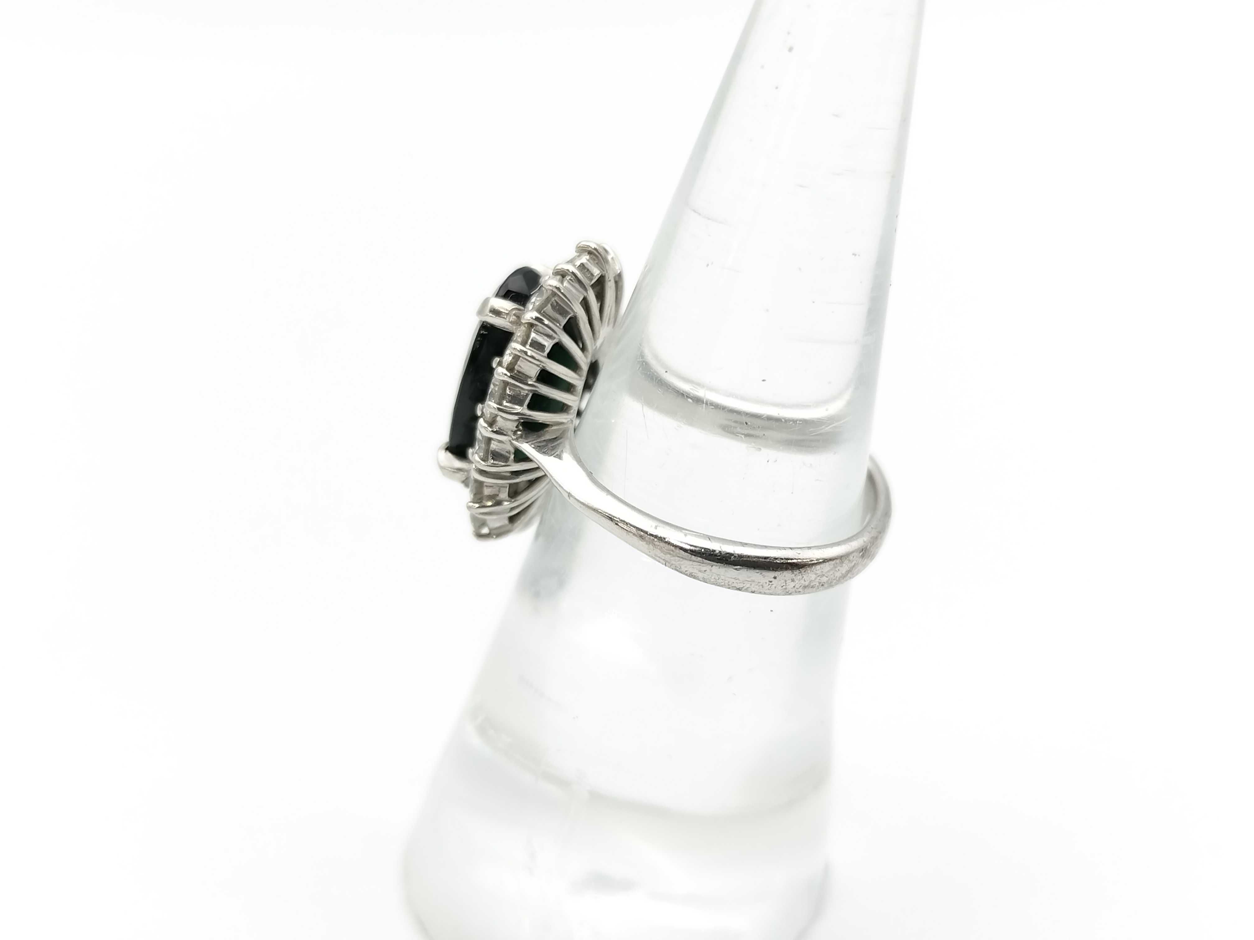 Platinum 4.60ct Chrome Tourmaline and 1.22ctw Diamond Halo Cocktail Ring