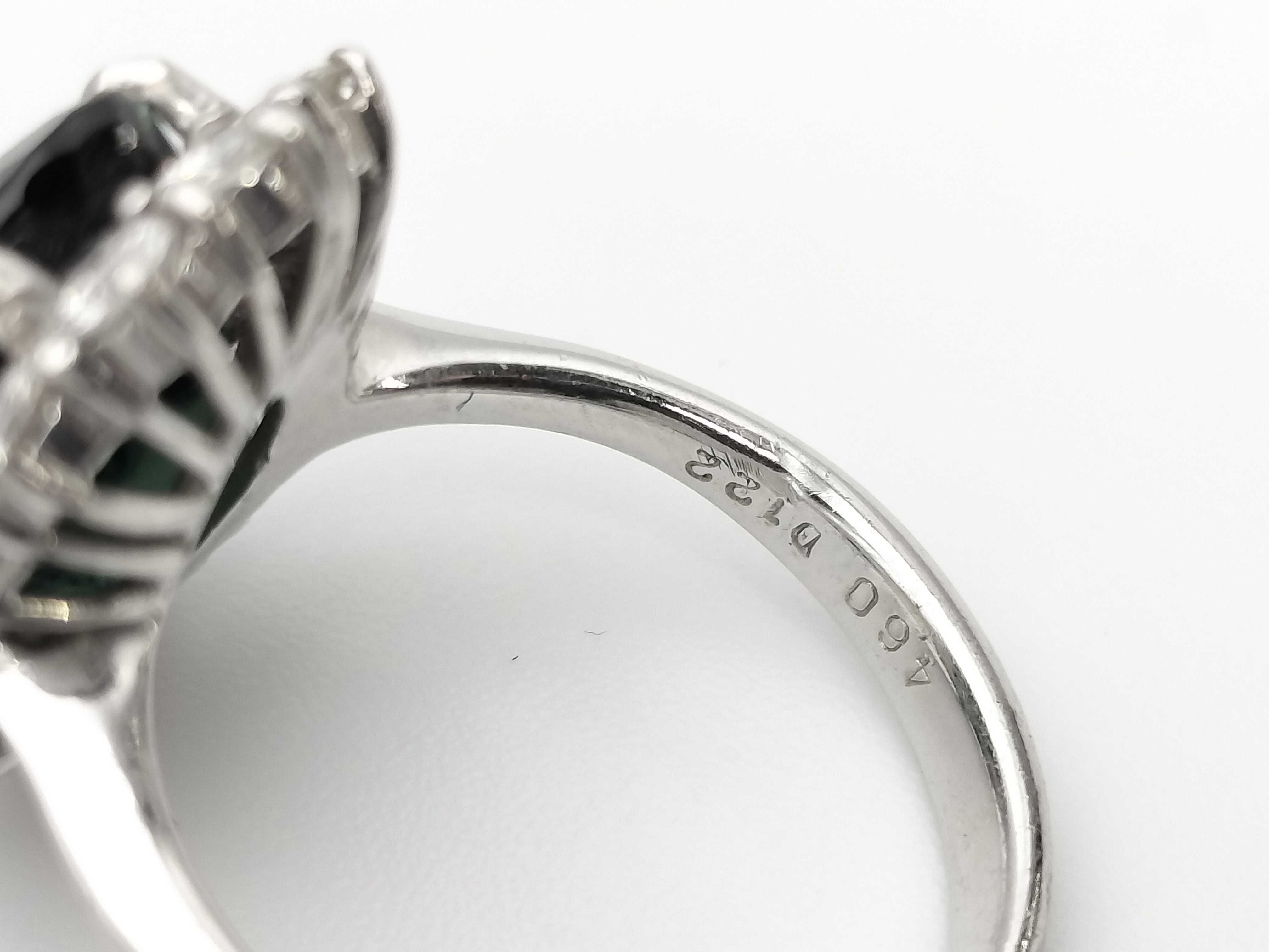 Platinum 4.60ct Chrome Tourmaline and 1.22ctw Diamond Halo Cocktail Ring