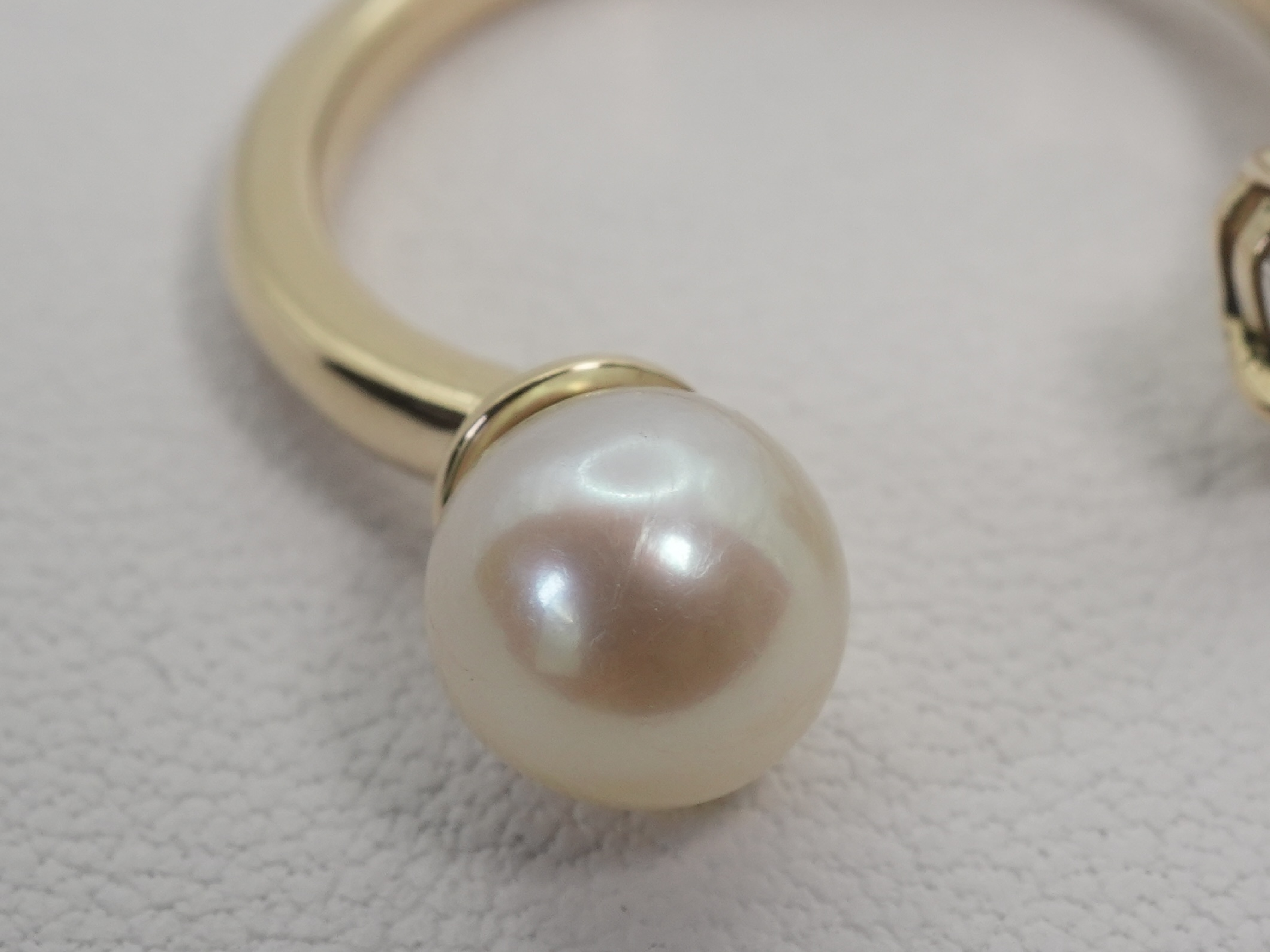 4C 10 Karat Yellow Gold Pearl and Gemstone Bypass Ring