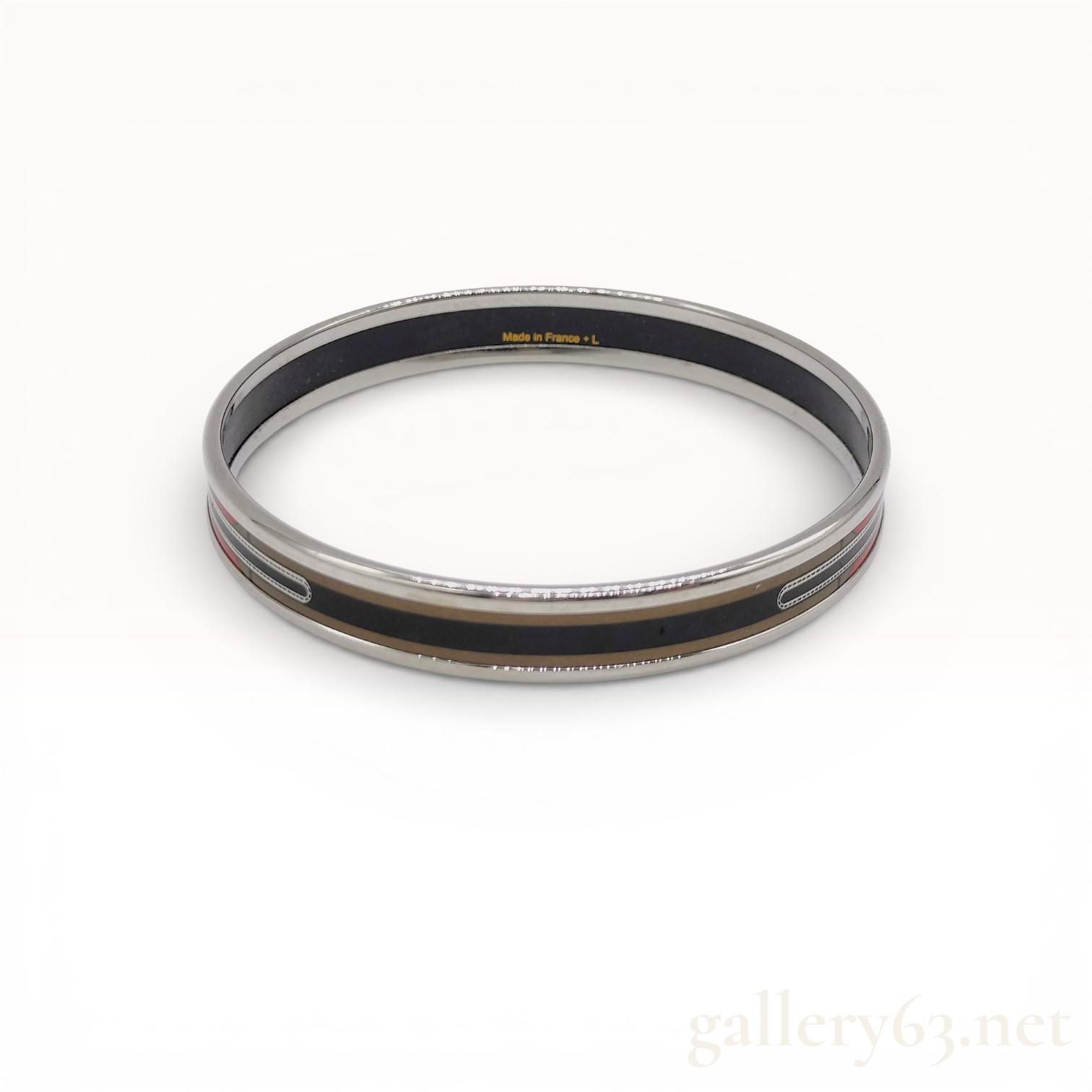 Hermes Narrow Enamel Bangle with Belt and Buckle Motif
