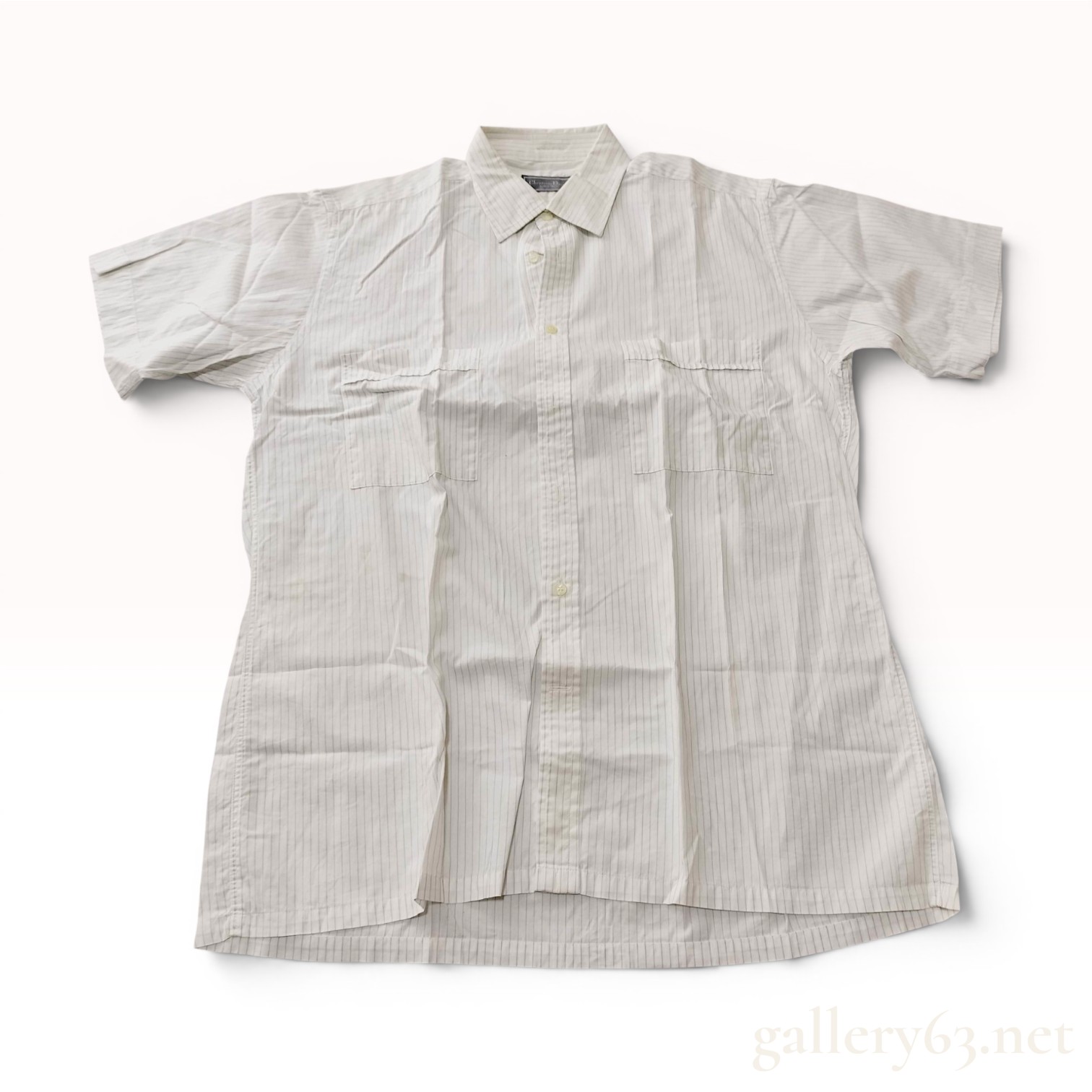 Vintage Christian Dior Monsieur Men's Short Sleeve Pinstripe Shirt Size 40