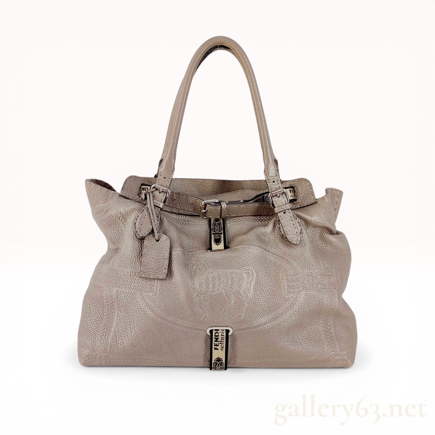 Fendi Selleria Villa Borghese Metallic Leather Tote Bag