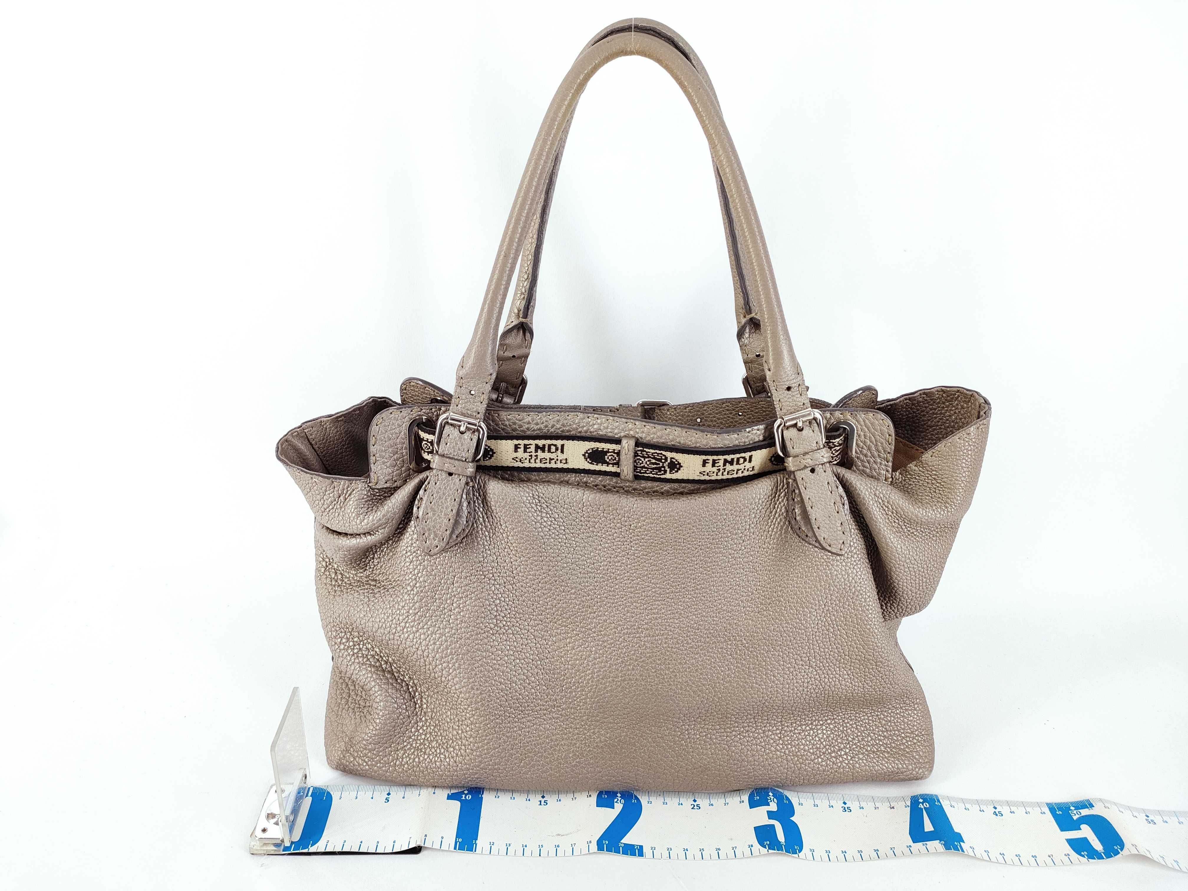 Fendi Selleria Villa Borghese Metallic Leather Tote Bag