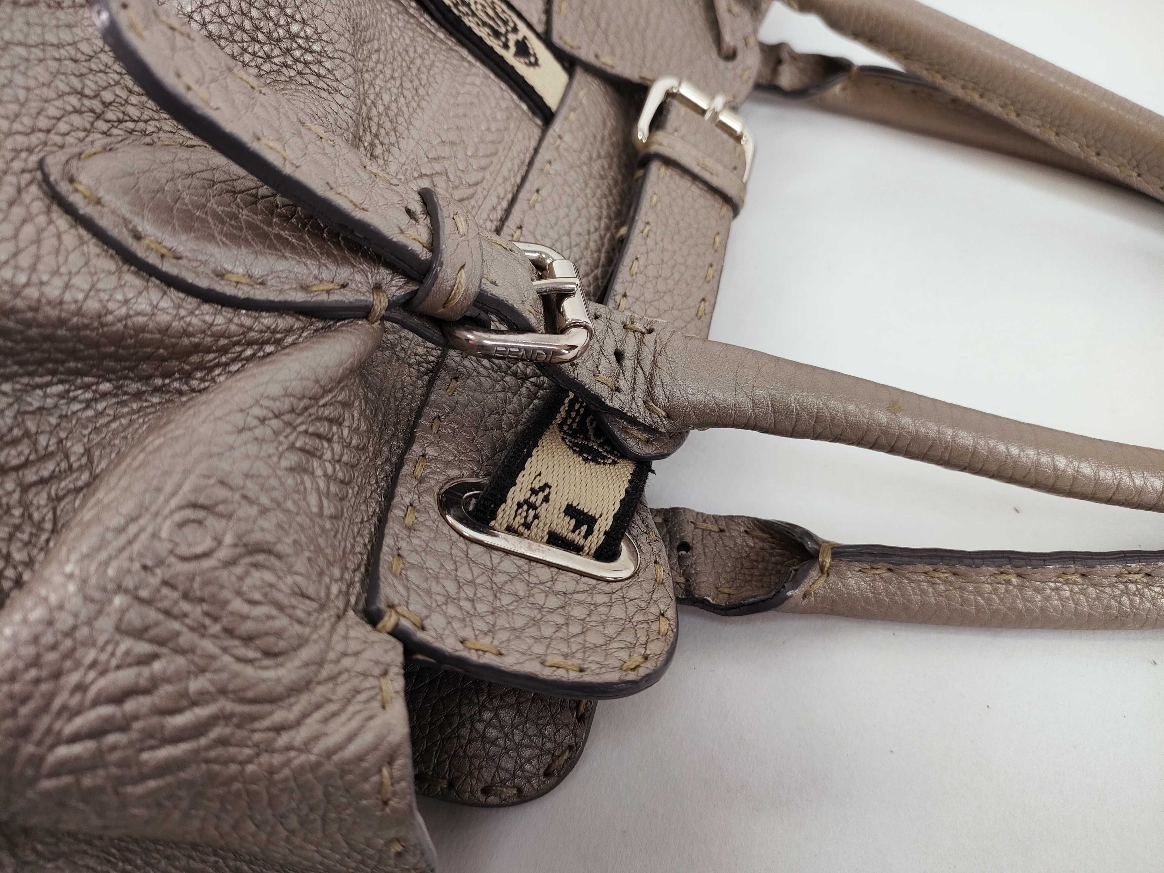 Fendi Selleria Villa Borghese Metallic Leather Tote Bag