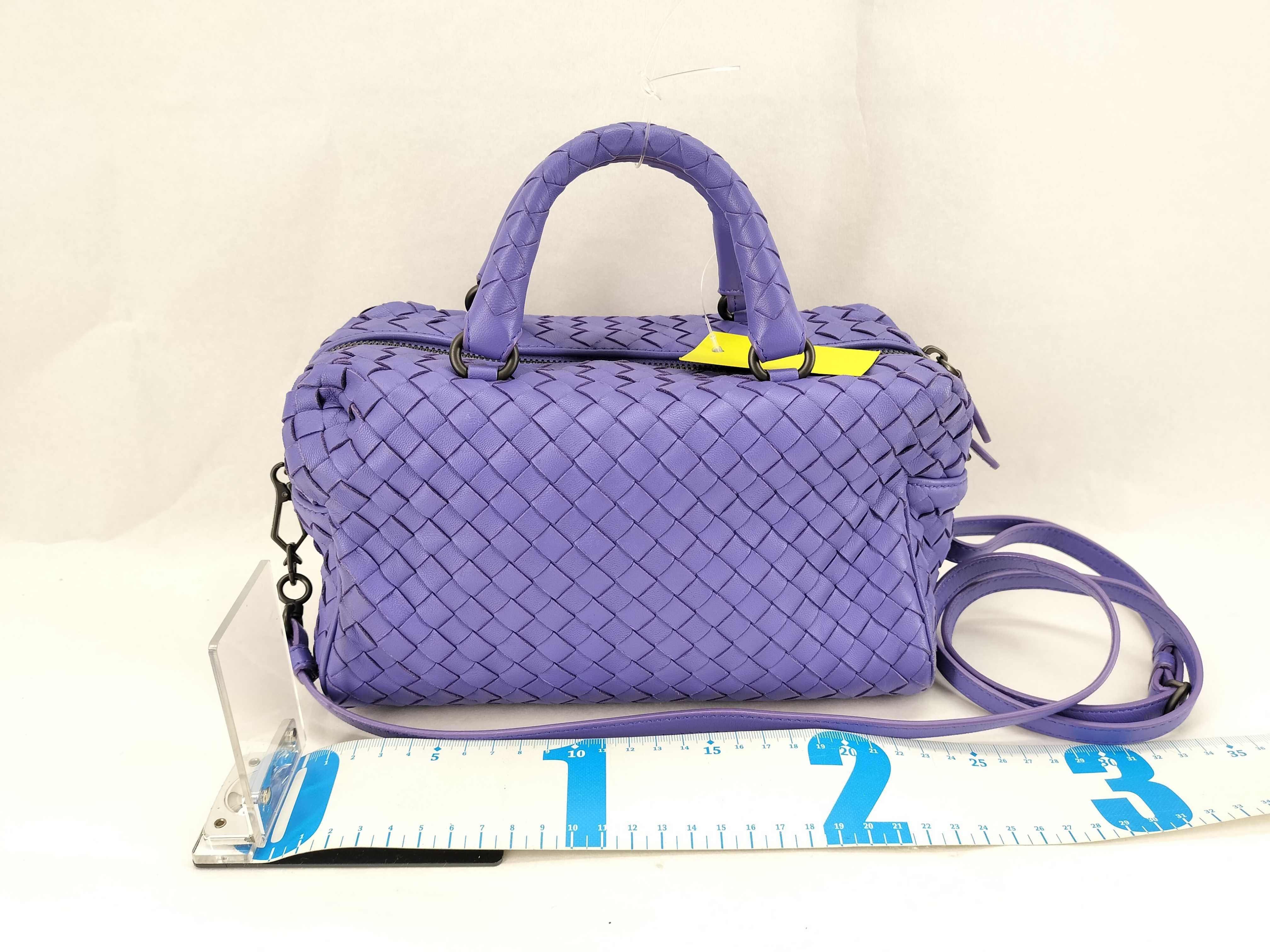 Bottega Veneta Purple Intrecciato Nappa Leather Small Boston Bag
