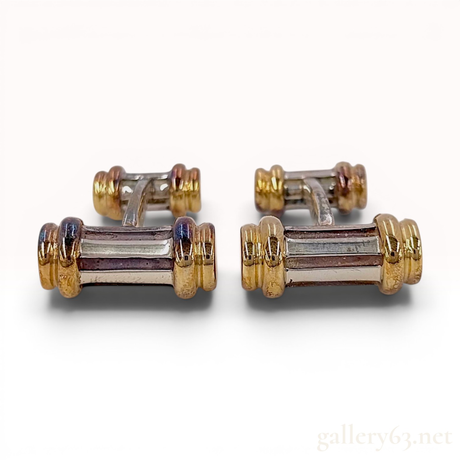 Sterling Silver and 18KYG Tiffany and Co. Barbell Cufflinks