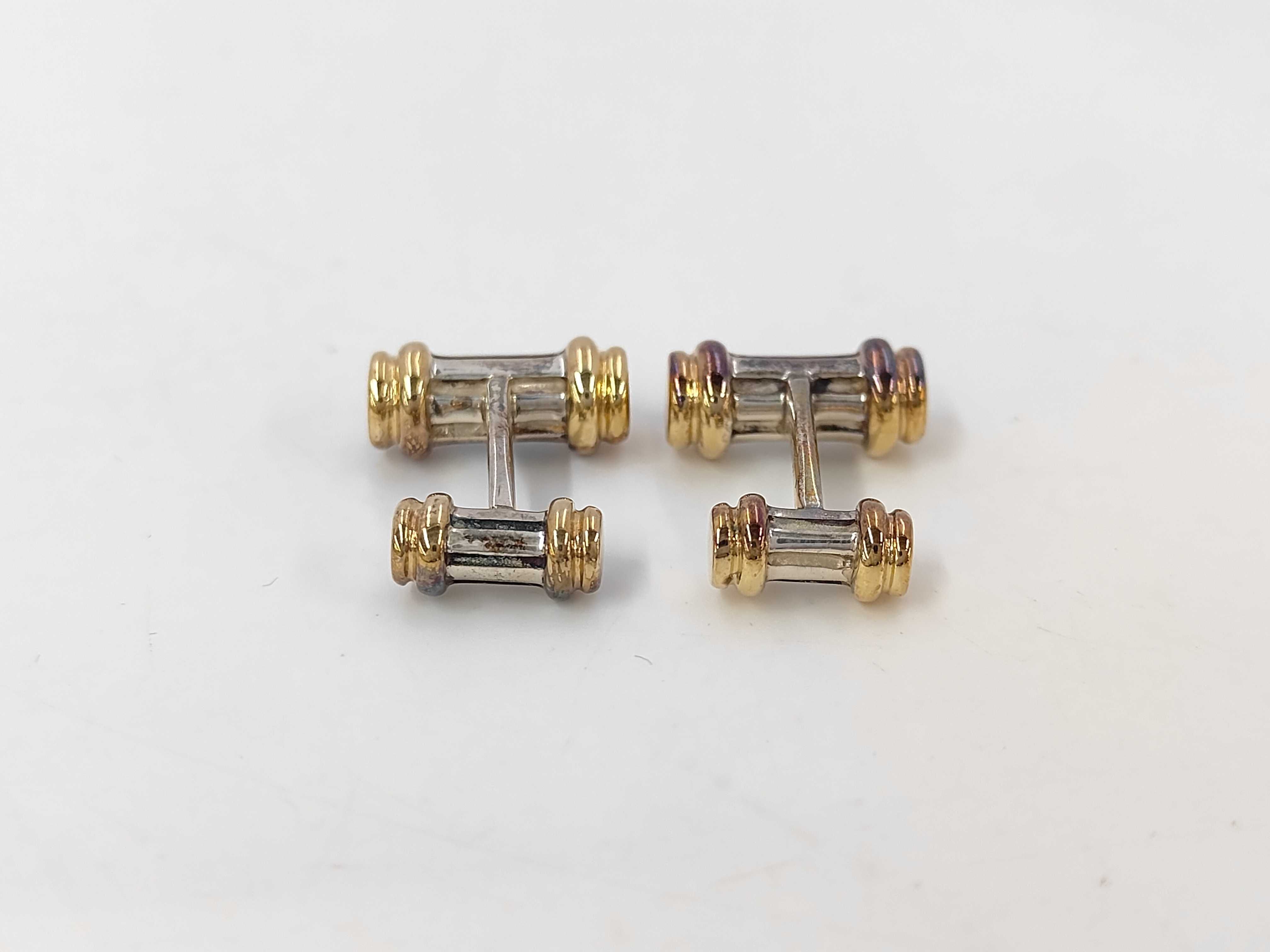 Sterling Silver and 18KYG Tiffany and Co. Barbell Cufflinks