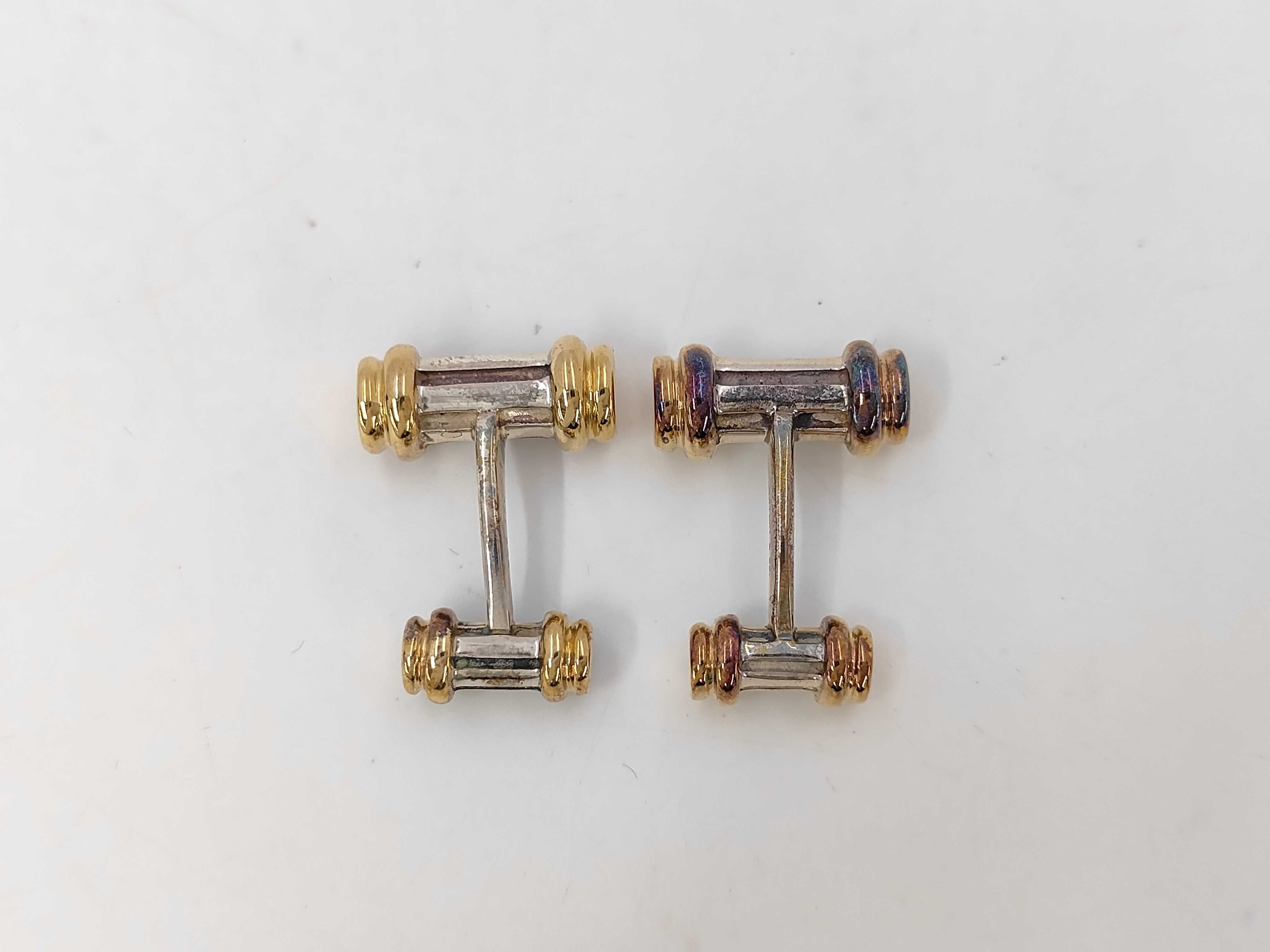 Sterling Silver and 18KYG Tiffany and Co. Barbell Cufflinks