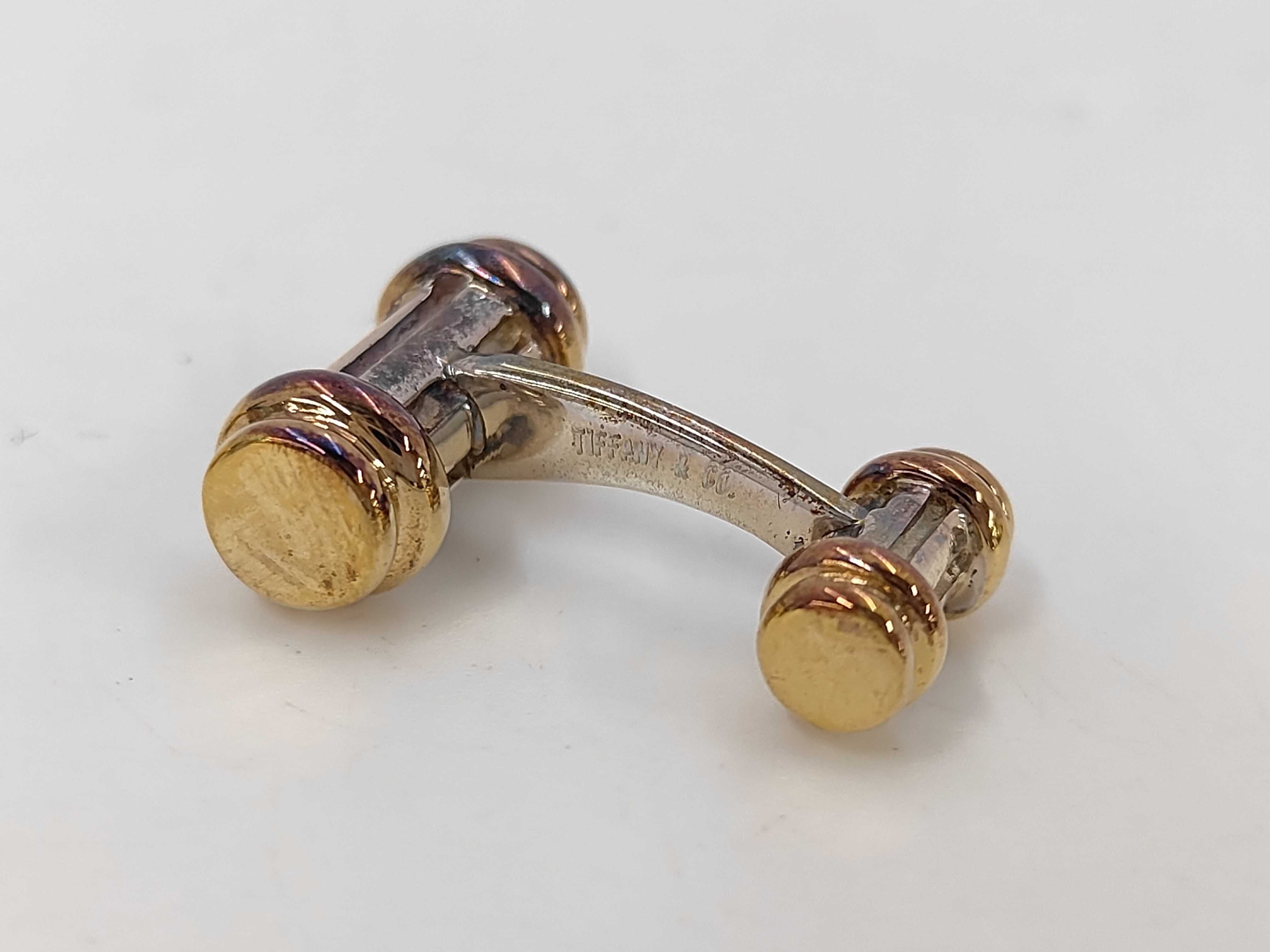 Sterling Silver and 18KYG Tiffany and Co. Barbell Cufflinks