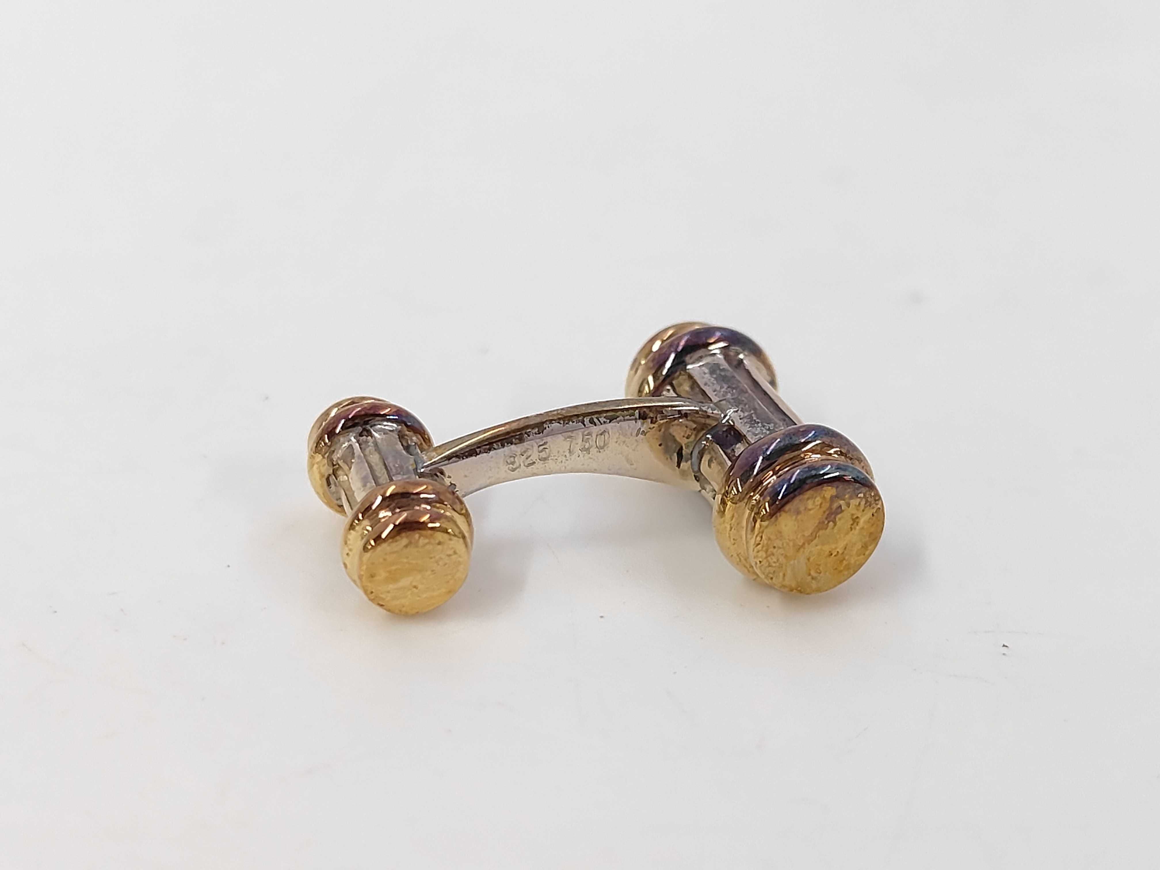 Sterling Silver and 18KYG Tiffany and Co. Barbell Cufflinks