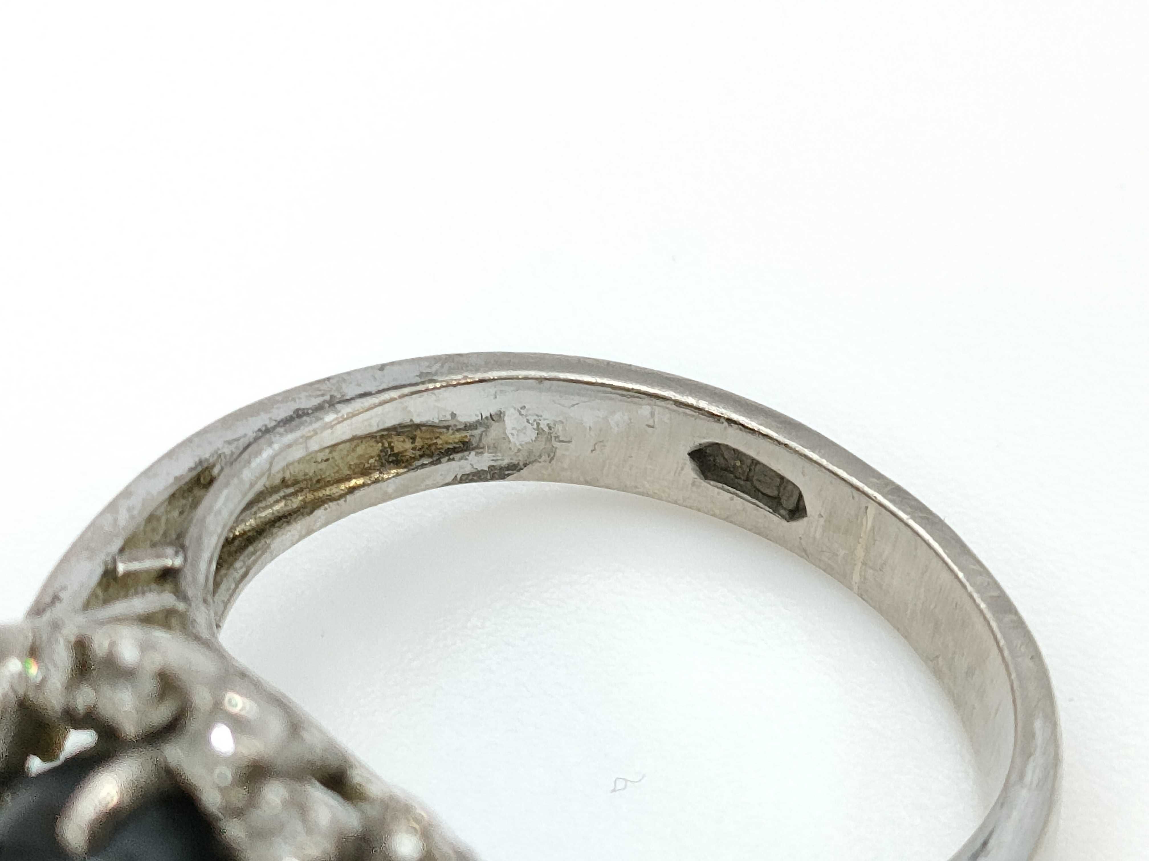 Sterling Silver Black Star Sapphire and Diamond Accent Cocktail Ring