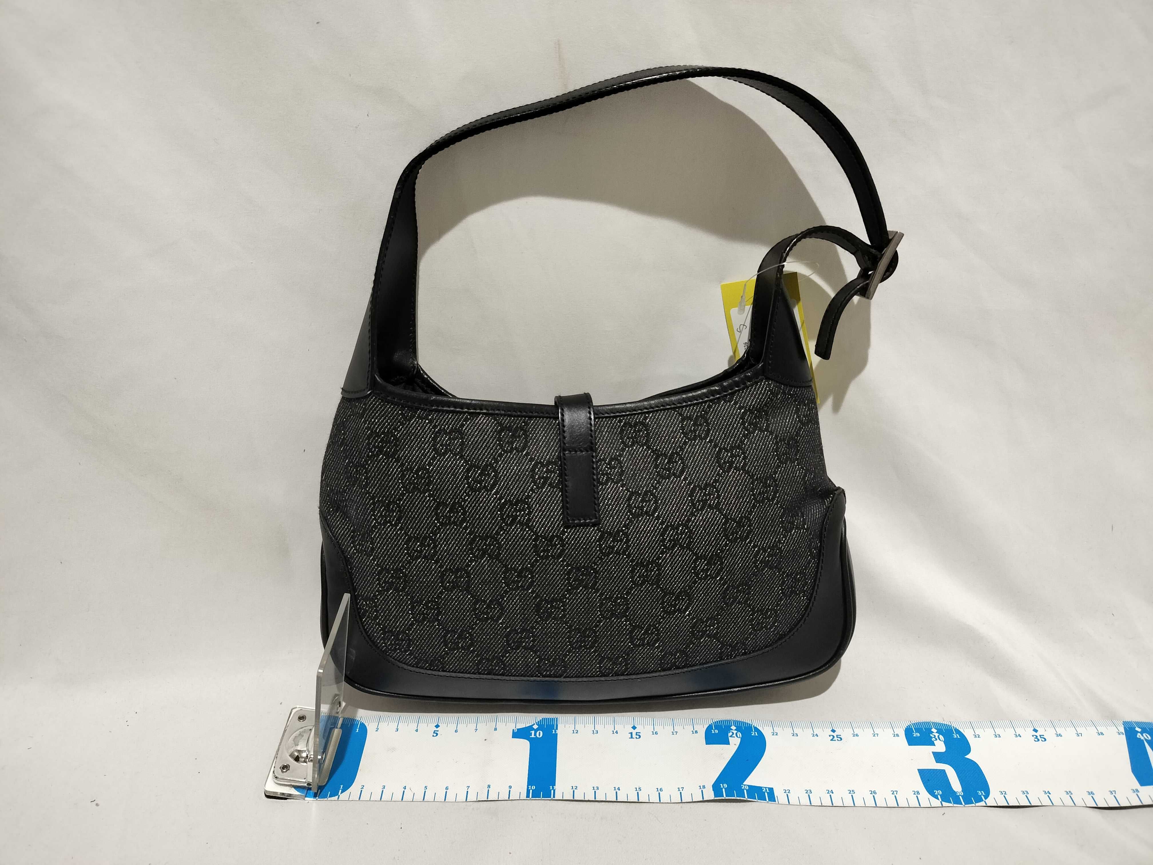 Gucci Jackie Black Monogram Denim Canvas and Leather Shoulder Bag