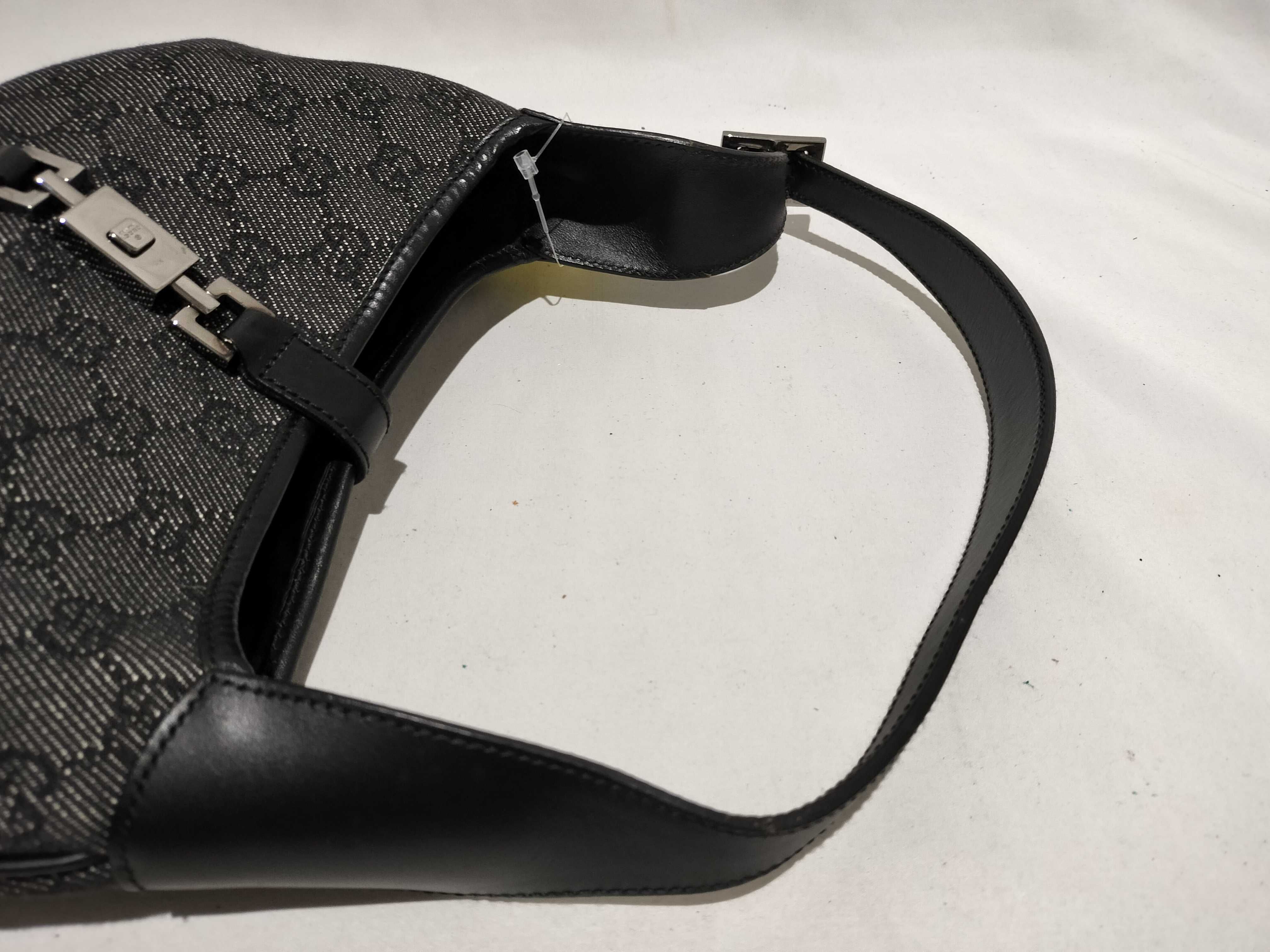 Gucci Jackie Black Monogram Denim Canvas and Leather Shoulder Bag